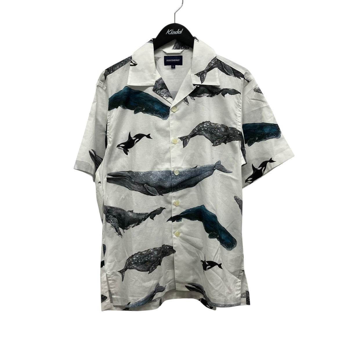 DESCENDANT SEAFARERS TEXTILE SS SHIRTクジラプリントシャツ 古着・中古-1枚目のアイテム画像
