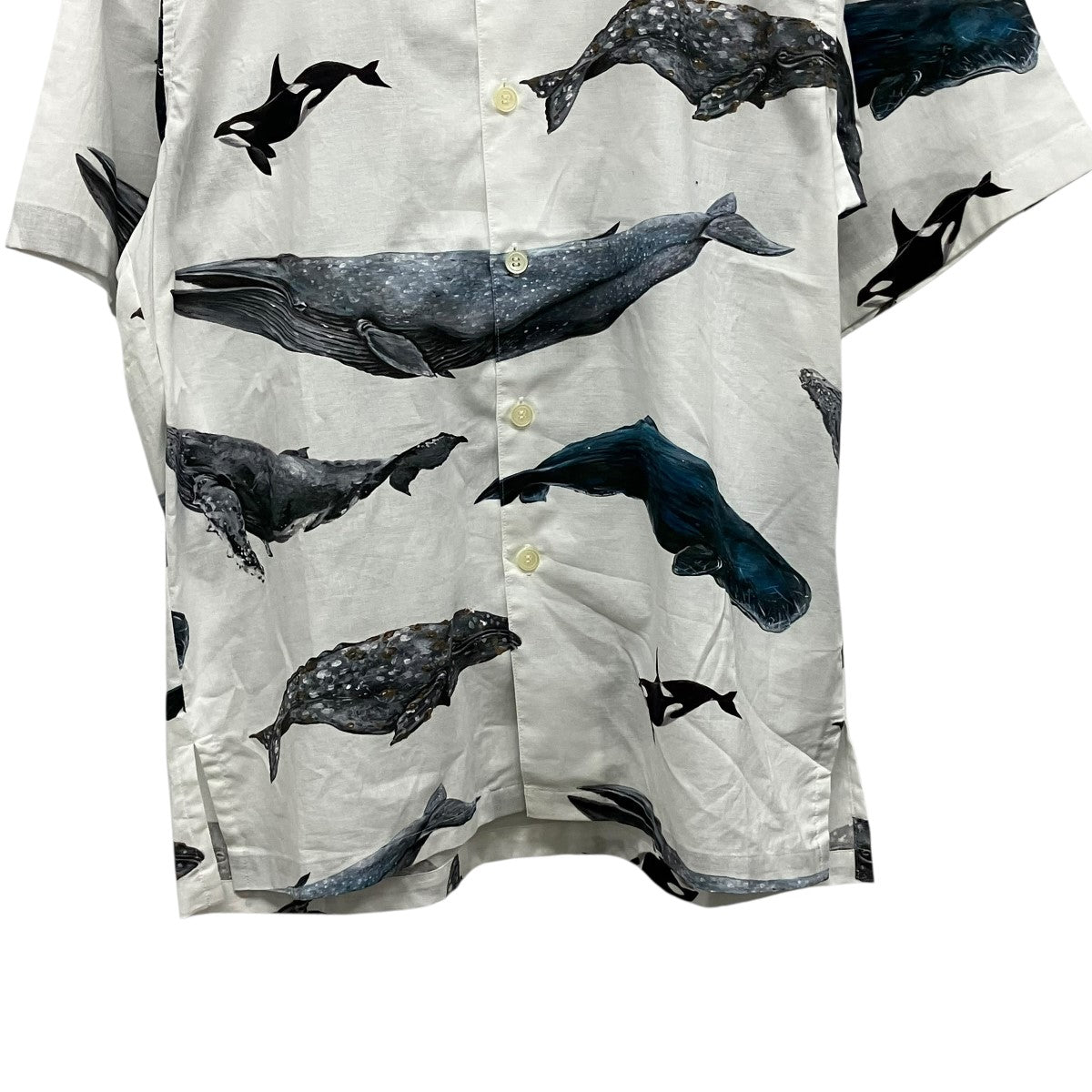 DESCENDANT SEAFARERS TEXTILE SS SHIRTクジラプリントシャツ 古着・中古-4枚目のアイテム画像