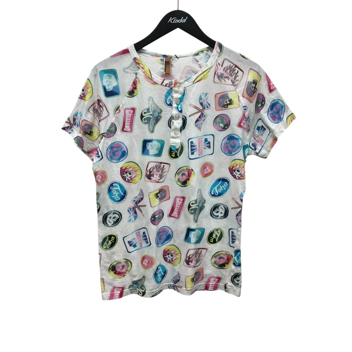 JOHN GALLIANO ハーフボタン総柄Tシャツ 古着・中古-1枚目のアイテム画像