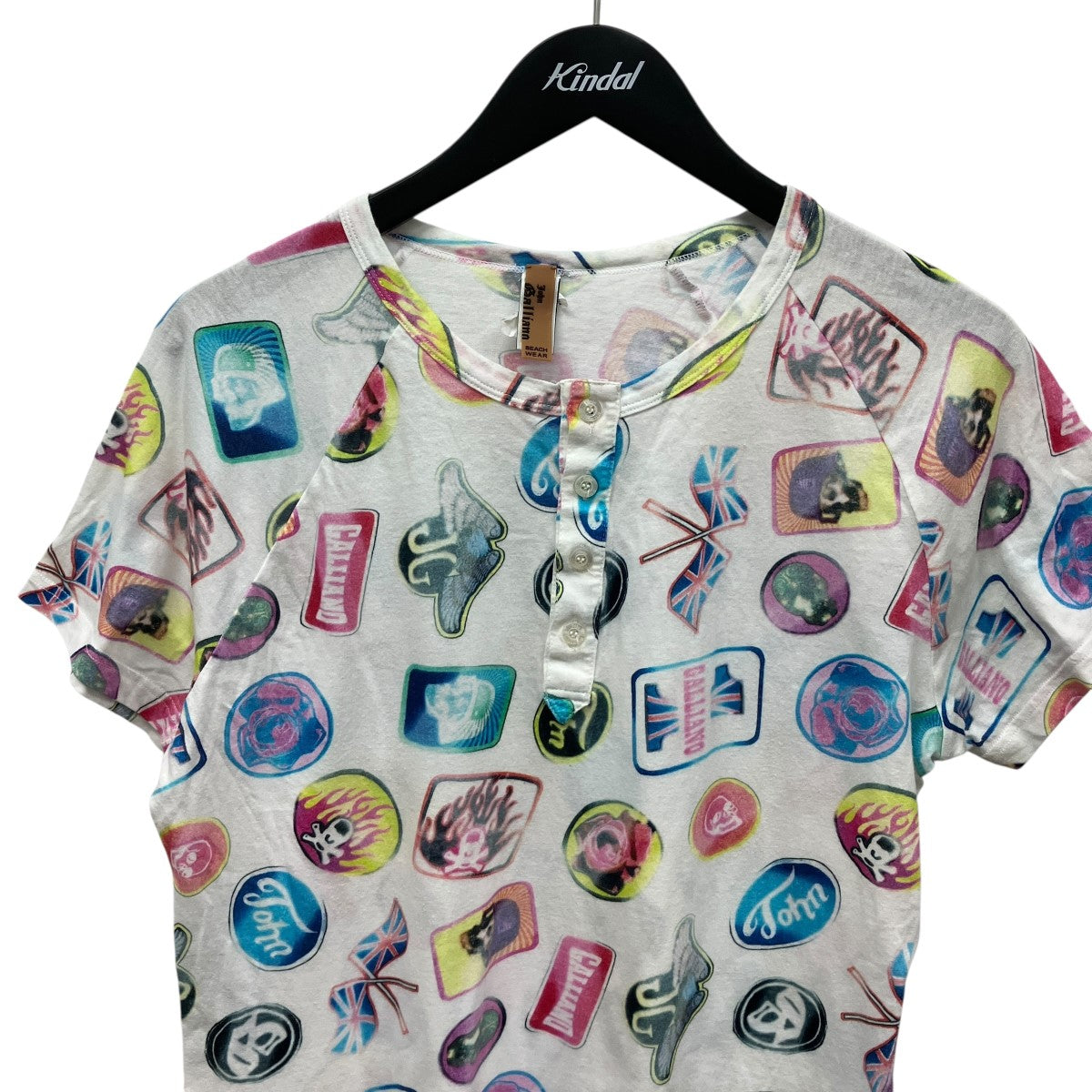 JOHN GALLIANO ハーフボタン総柄Tシャツ 古着・中古-3枚目のアイテム画像