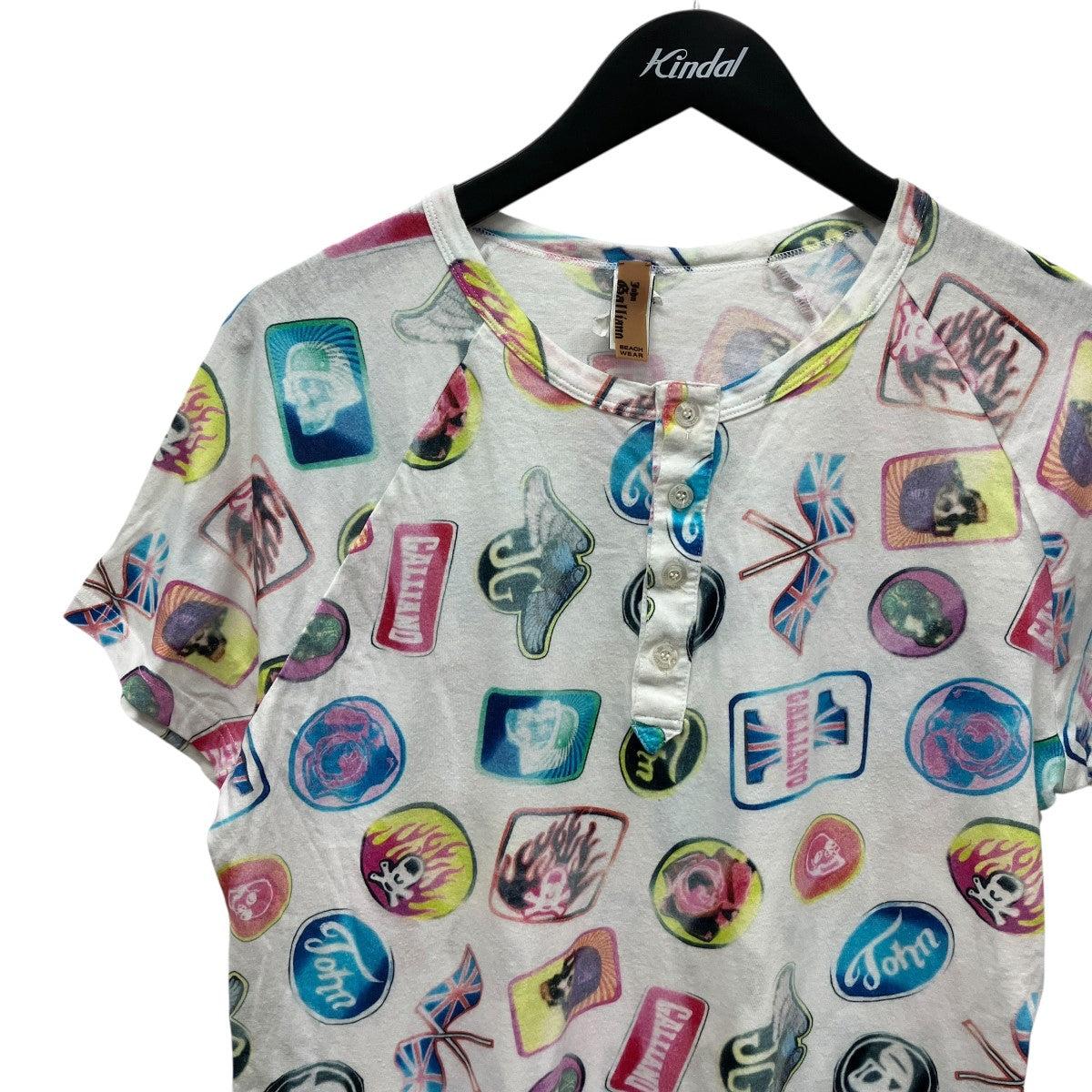 JOHN GALLIANO ハーフボタン総柄Tシャツ 古着・中古-5枚目のアイテム画像