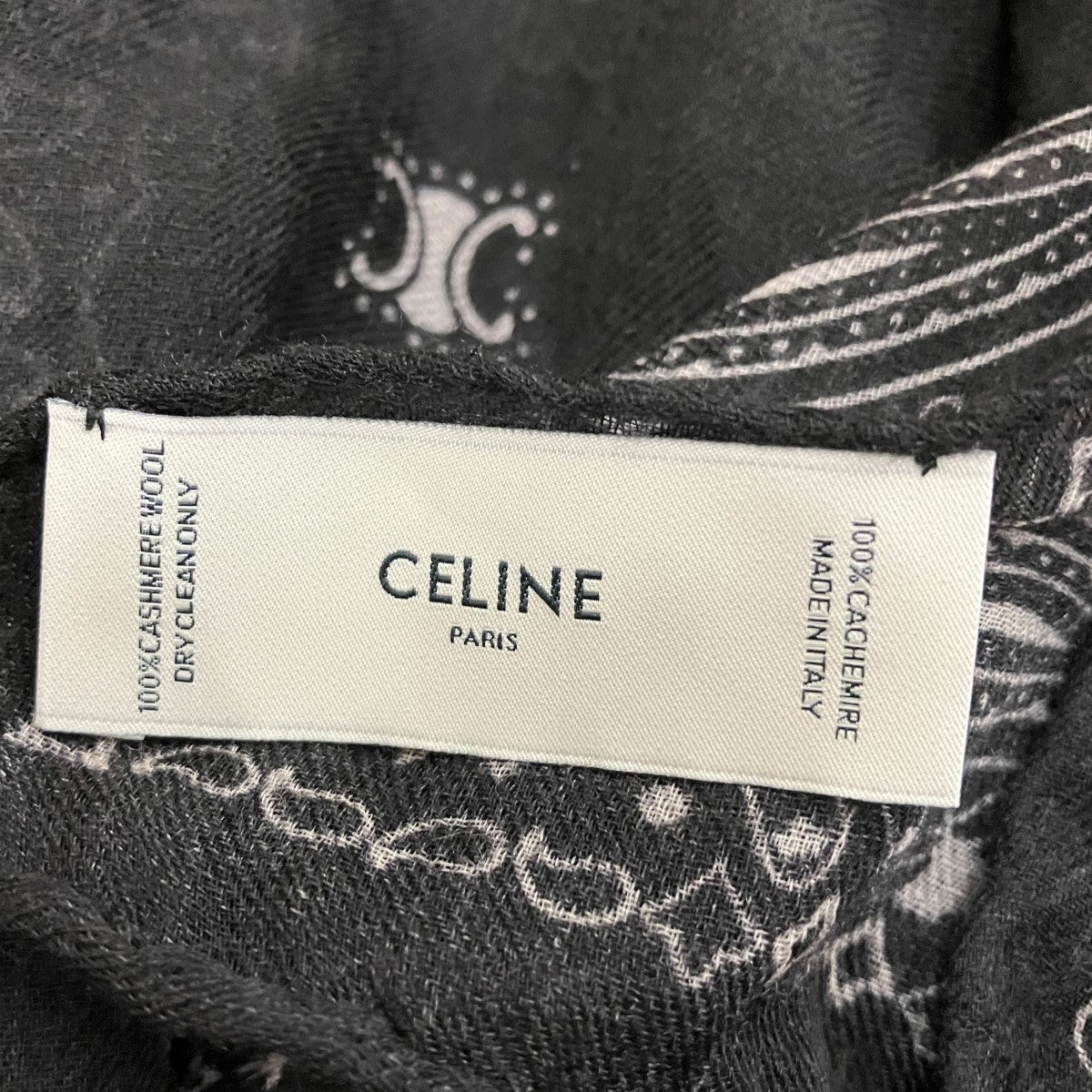 CELINE(セリーヌ) ペイズリー柄カシミヤスカーフ ブラック サイズ ONE
