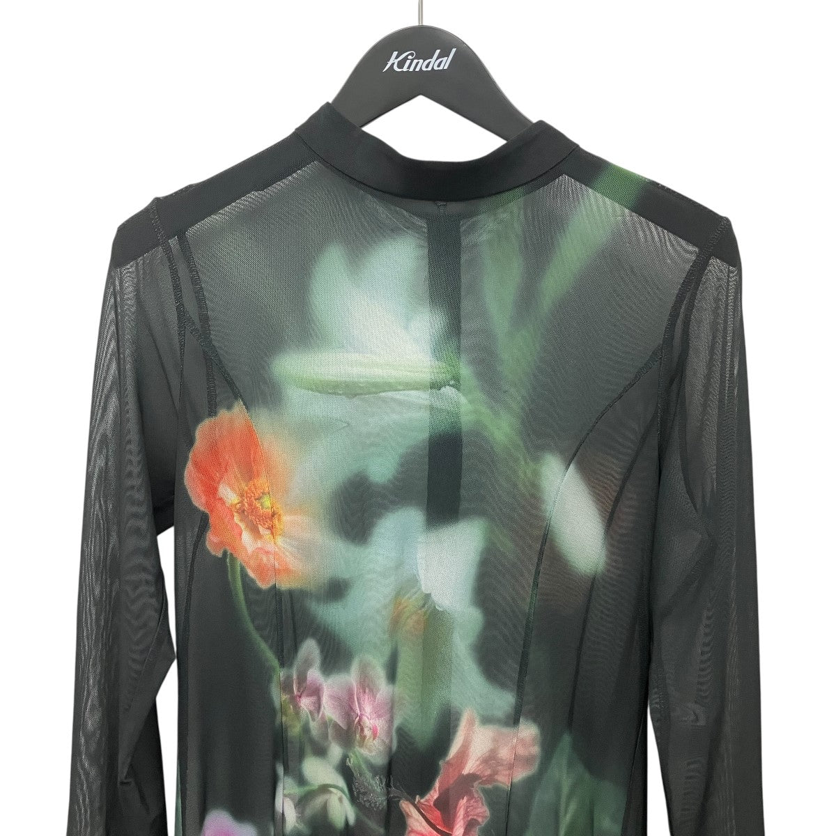 AMERI SMOKE FLOWER FLARE DRESSシースルー総柄ワンピース0125105720100 古着・中古-3枚目のアイテム画像