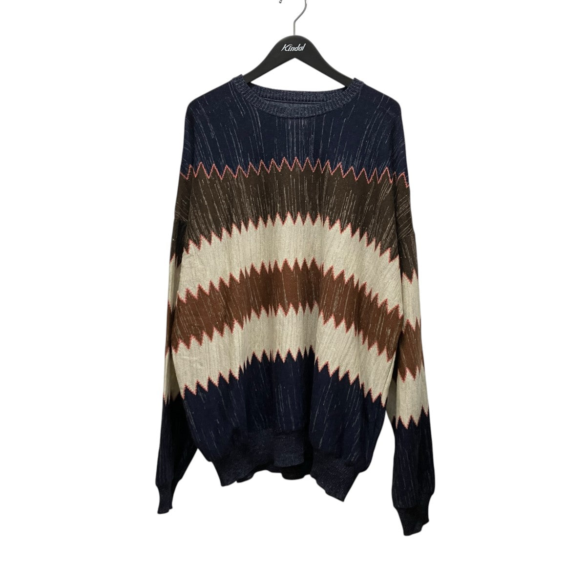 VISVIM 22SSウールリネンニット0122105012003 AMPLUS KNIT L/S ZIG-ZAG 古着・中古-1枚目のアイテム画像