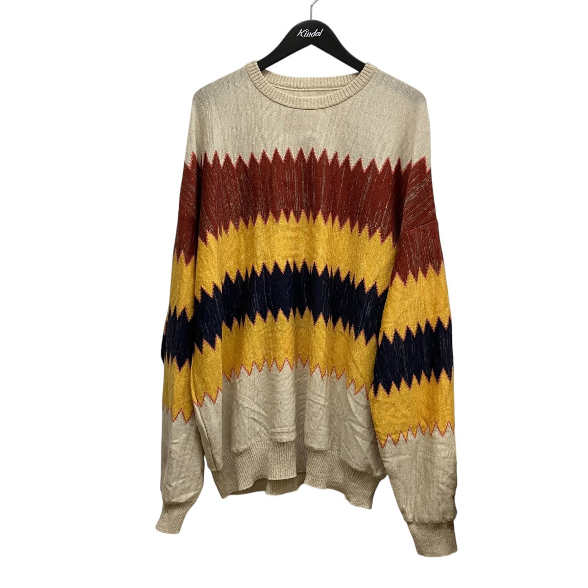 VISVIM 22SSウールリネンニット0122105012003 AMPLUS KNIT L/S ZIG-ZAG 古着・中古-1枚目のアイテム画像