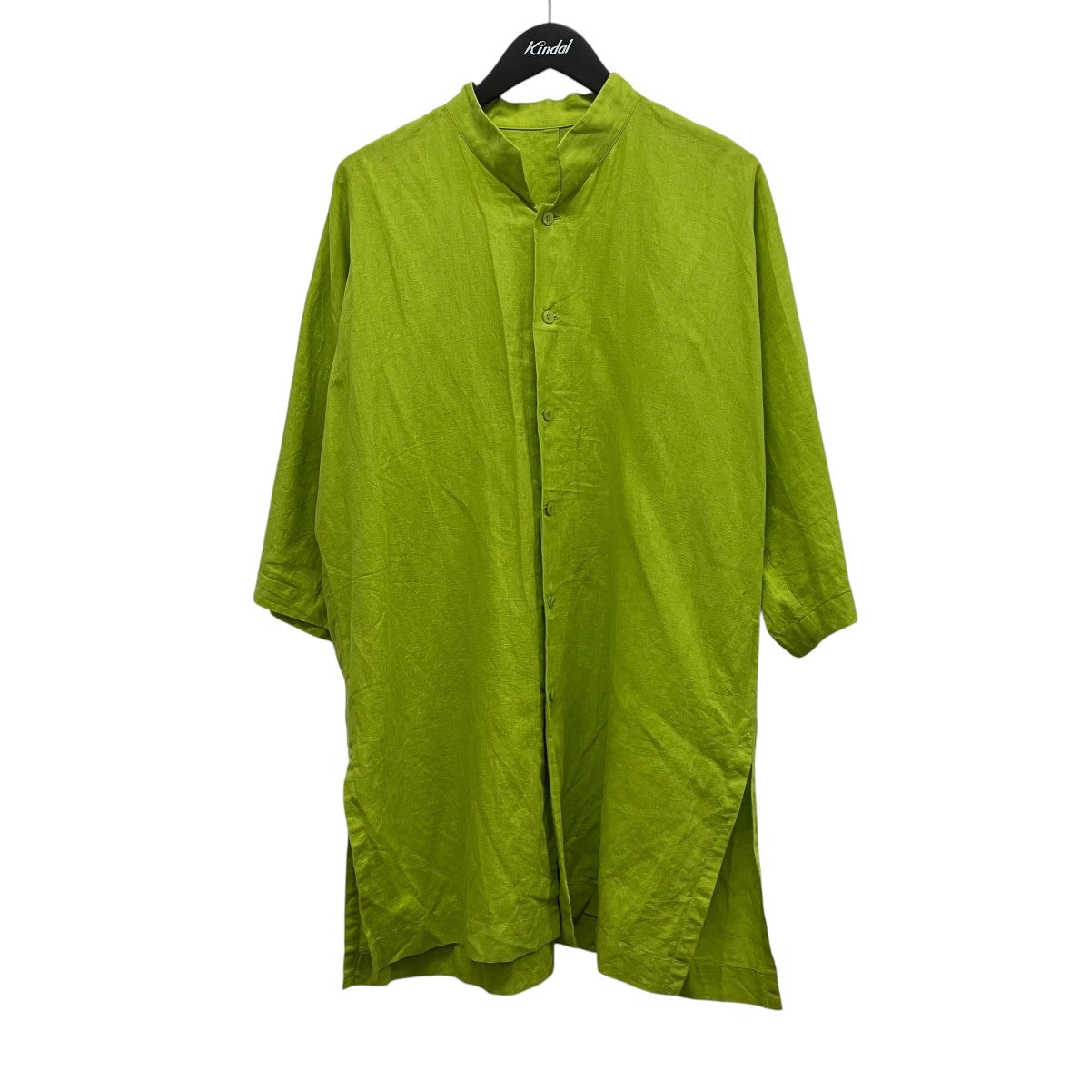 HOMME PLISSE ISSEY MIYAKE オーバーサイズノーカラー半袖シャツHP12FJ015 古着・中古-1枚目のアイテム画像