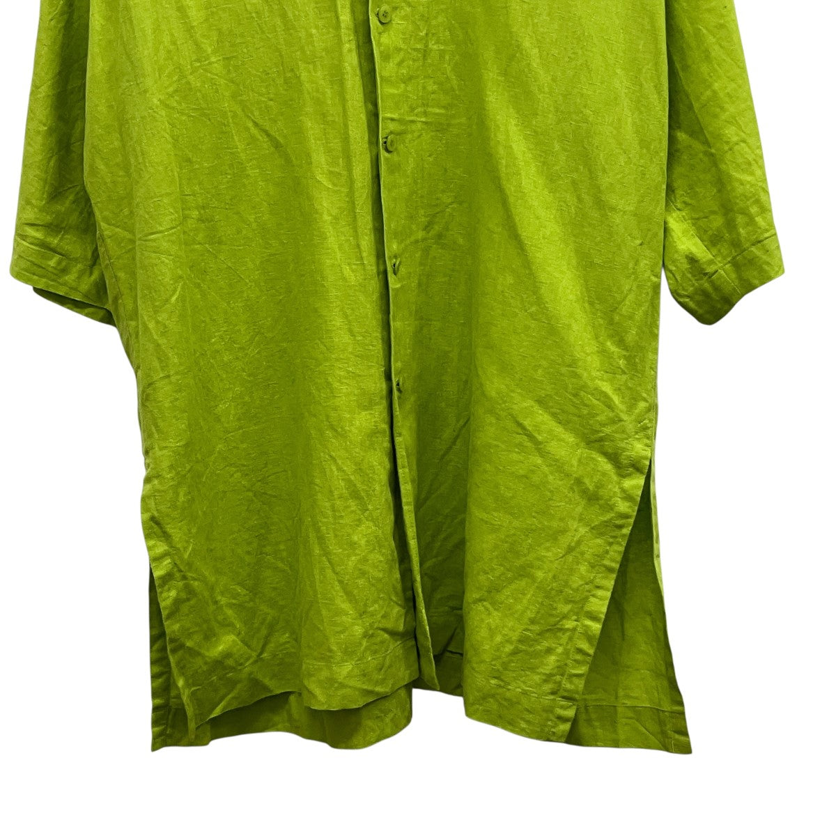 HOMME PLISSE ISSEY MIYAKE オーバーサイズノーカラー半袖シャツHP12FJ015 古着・中古-4枚目のアイテム画像
