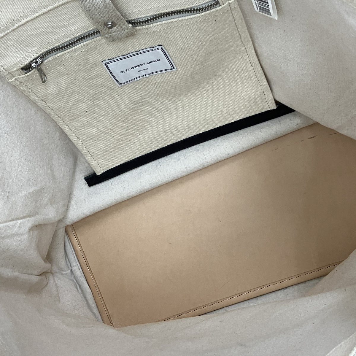 キャンバス×レザートートバッグ
