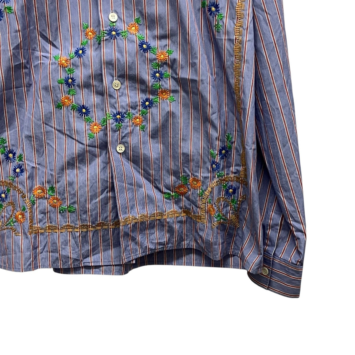 DISCOVERED 23SSTHOMAS MASON FLOWER EMBROIDERY SHIRTSエンブロイダリーストライプシャツDC-SS23-SH-06 古着・中古-4枚目のアイテム画像