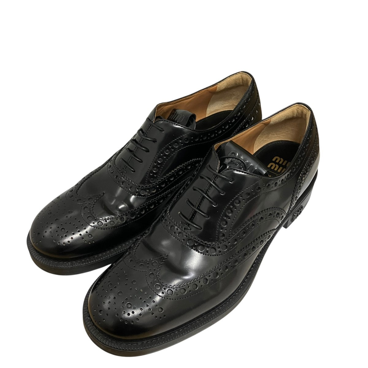 MIU MIU×CHURCH’S オックスフォード ブローグシューズ5E038E 古着・中古-1枚目のアイテム画像