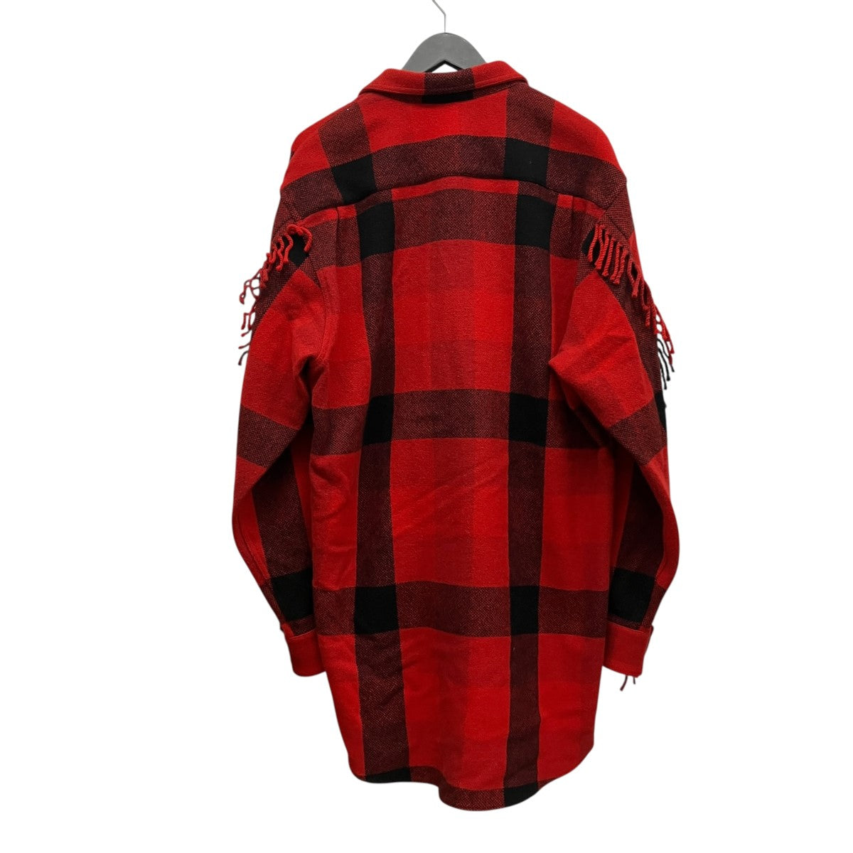 Over Size Western Wool Flannel Check ShirtフリンジチェックシャツWAH19SH104
