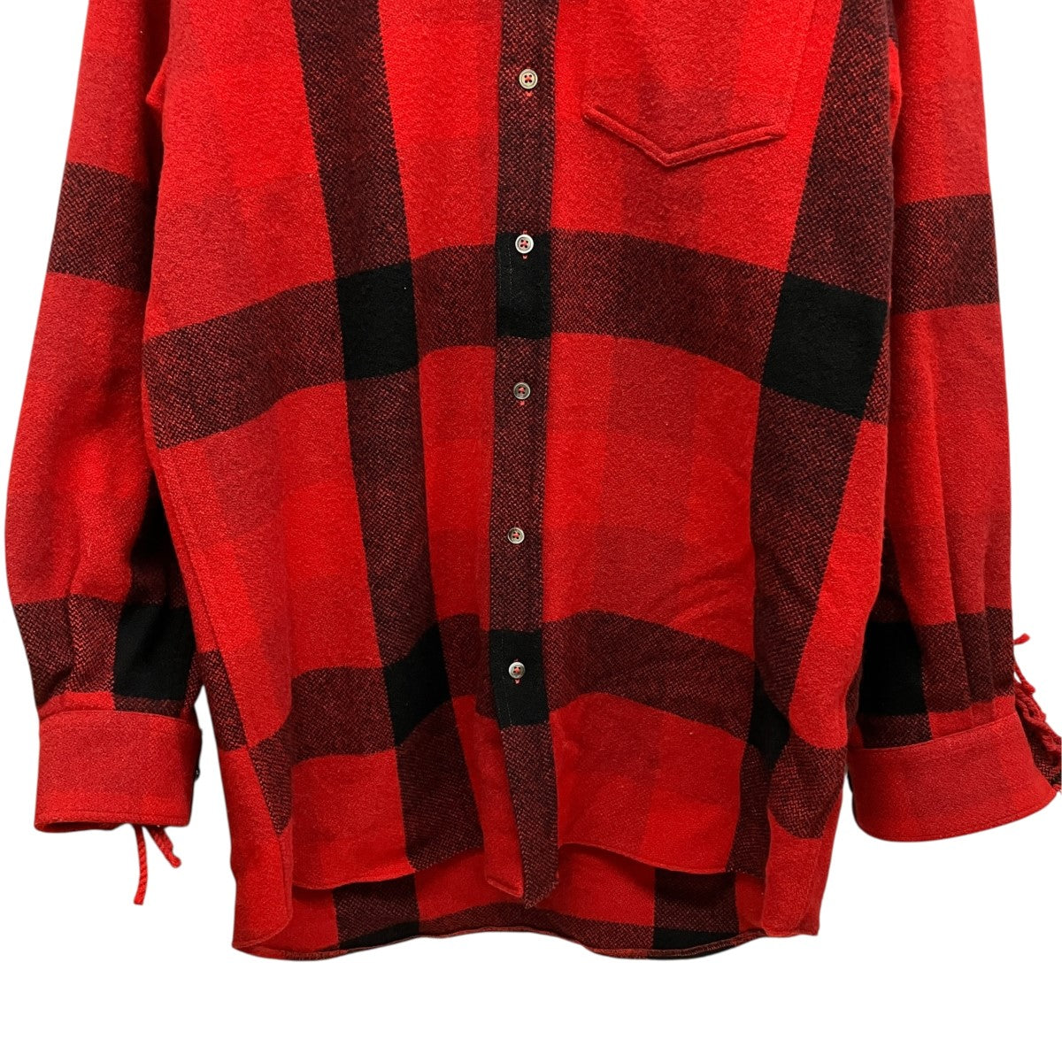 Over Size Western Wool Flannel Check ShirtフリンジチェックシャツWAH19SH104