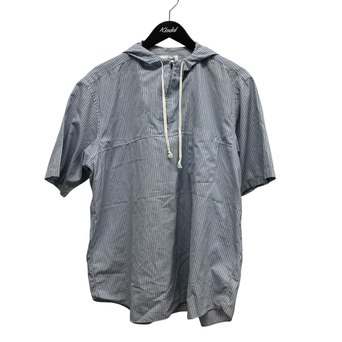 COMME des GARCONS SHIRT ハーフジップストライプフード半袖シャツ 古着・中古-1枚目のアイテム画像