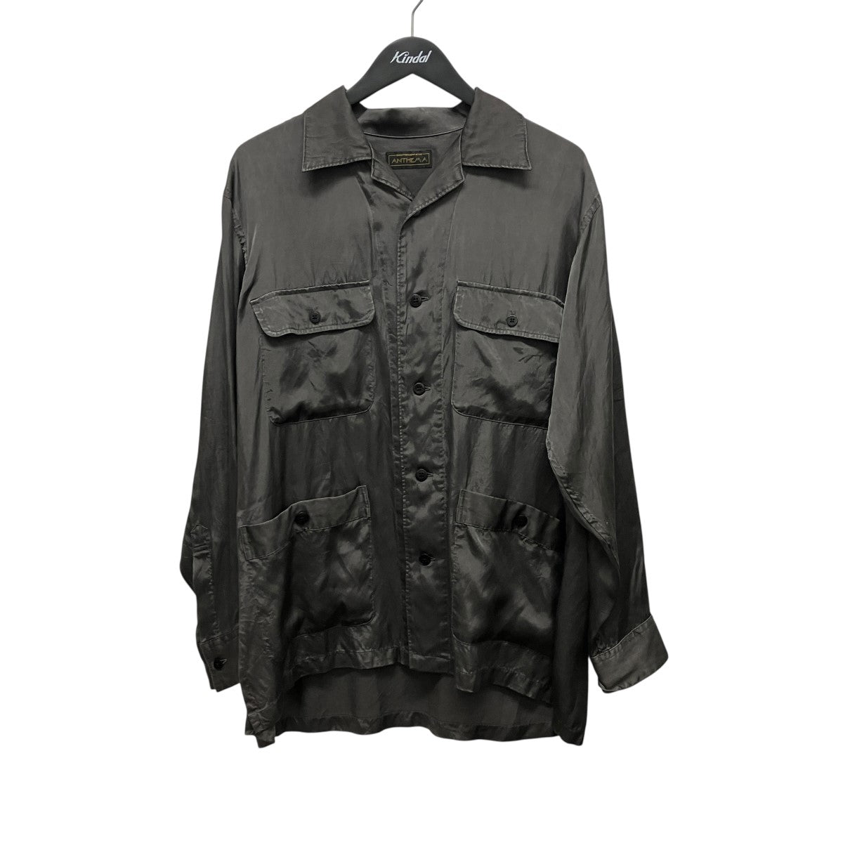 25AWPIGMENT CUPRO OPEN COLLAR SHIRTS4ポケットサテン長袖シャツA00203SH