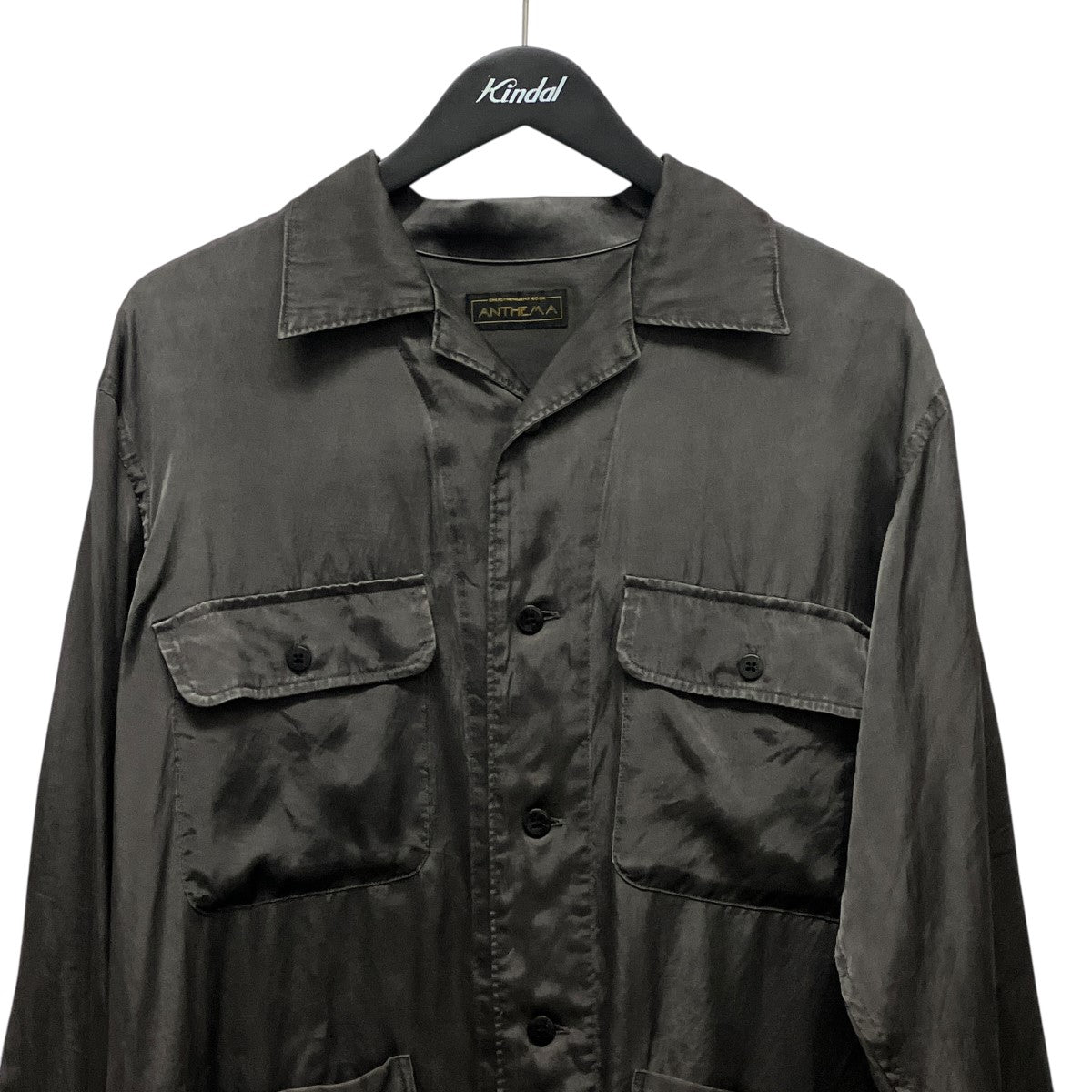 25AWPIGMENT CUPRO OPEN COLLAR SHIRTS4ポケットサテン長袖シャツA00203SH