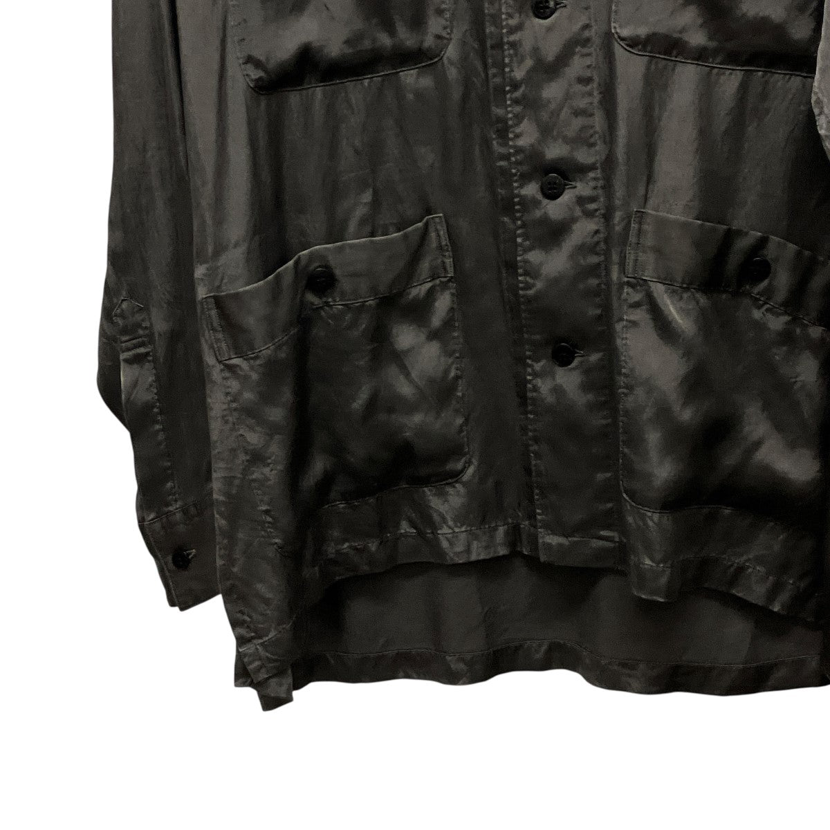 25AWPIGMENT CUPRO OPEN COLLAR SHIRTS4ポケットサテン長袖シャツA00203SH