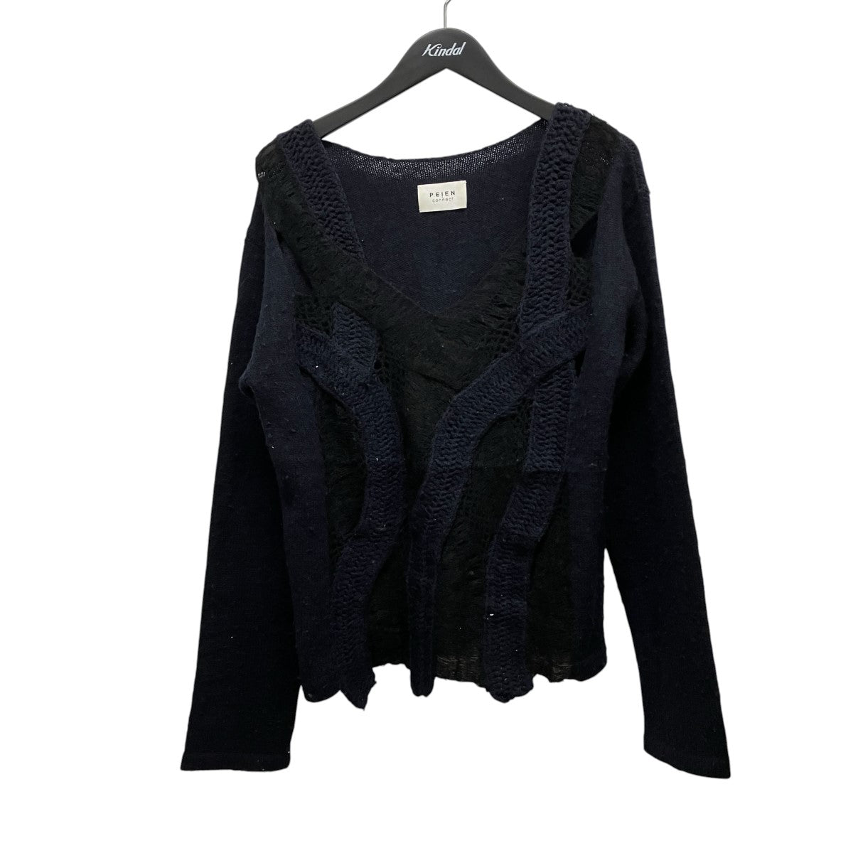 PEIEN ウールモヘア鉤針Knit Topsスリットメッシュニット 古着・中古-1枚目のアイテム画像