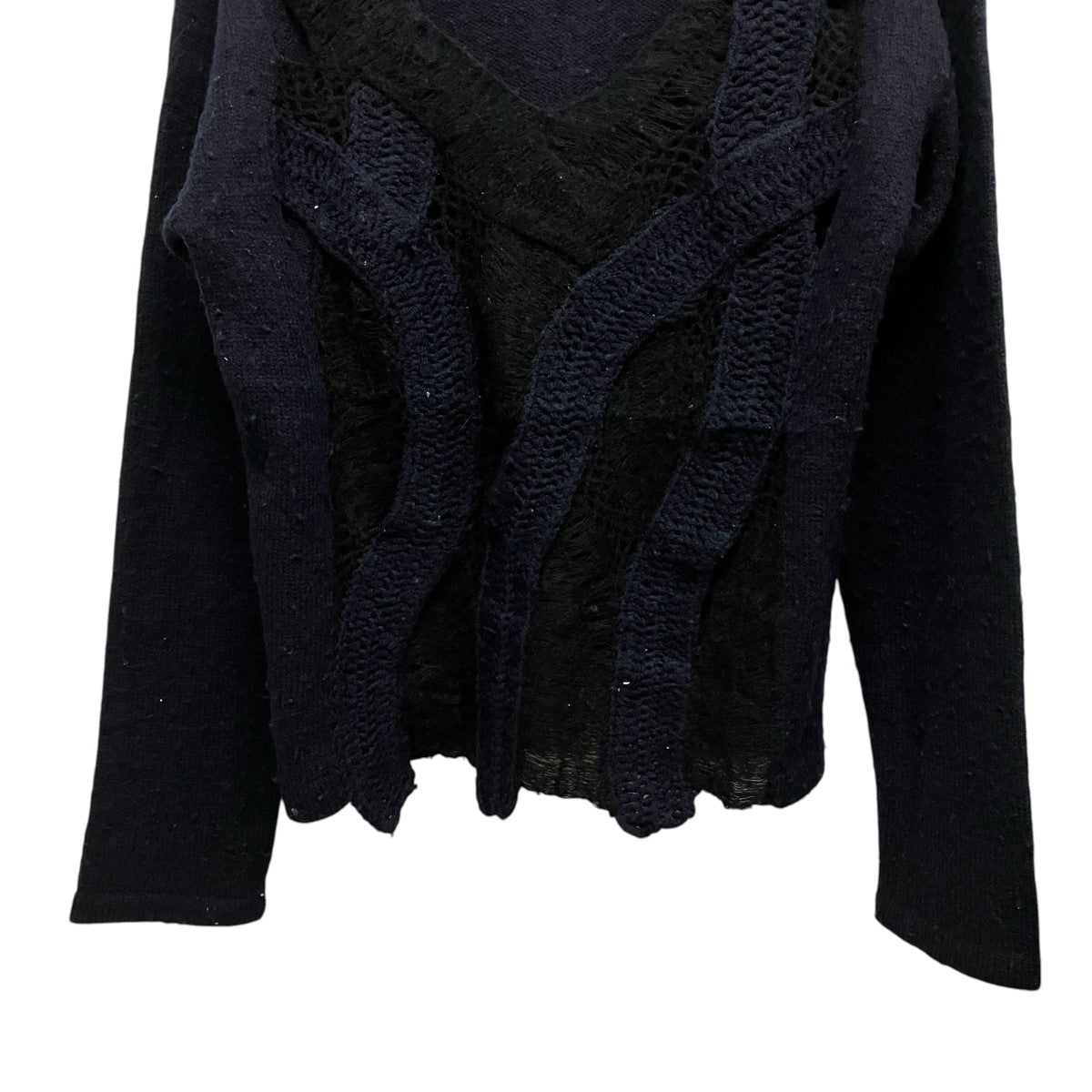 PEIEN ウールモヘア鉤針Knit Topsスリットメッシュニット 古着・中古-4枚目のアイテム画像