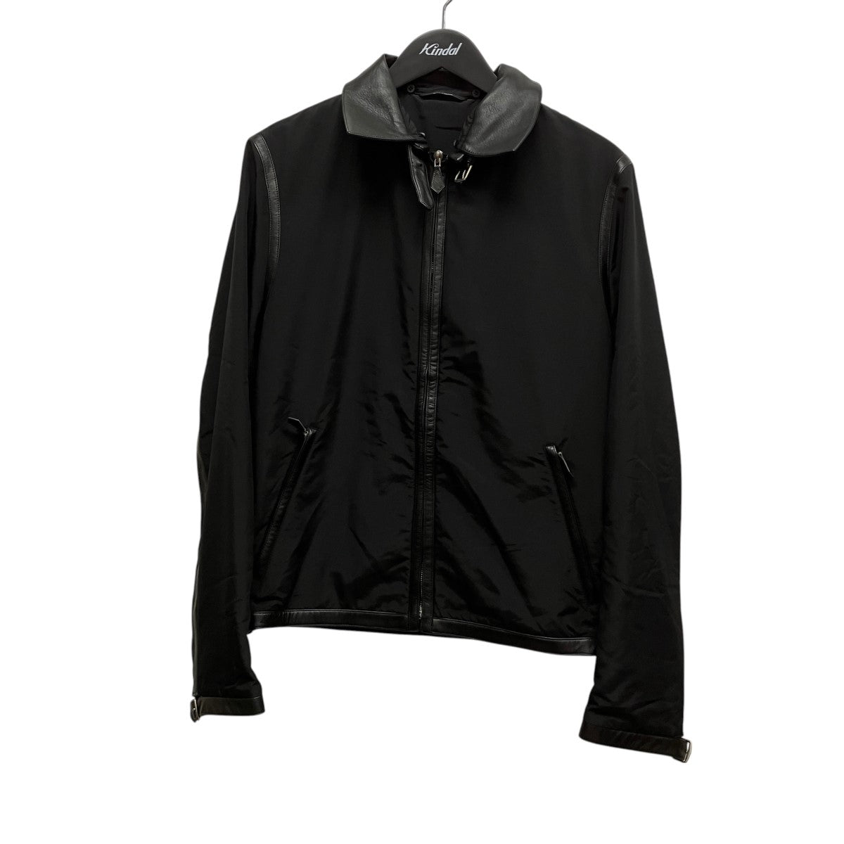 HERMES ナイロン×レザーZIP UPジャケット 古着・中古-1枚目のアイテム画像