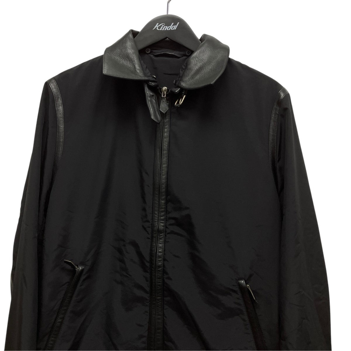 HERMES ナイロン×レザーZIP UPジャケット 古着・中古-3枚目のアイテム画像