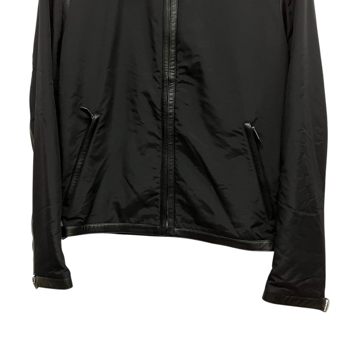 HERMES ナイロン×レザーZIP UPジャケット 古着・中古-4枚目のアイテム画像