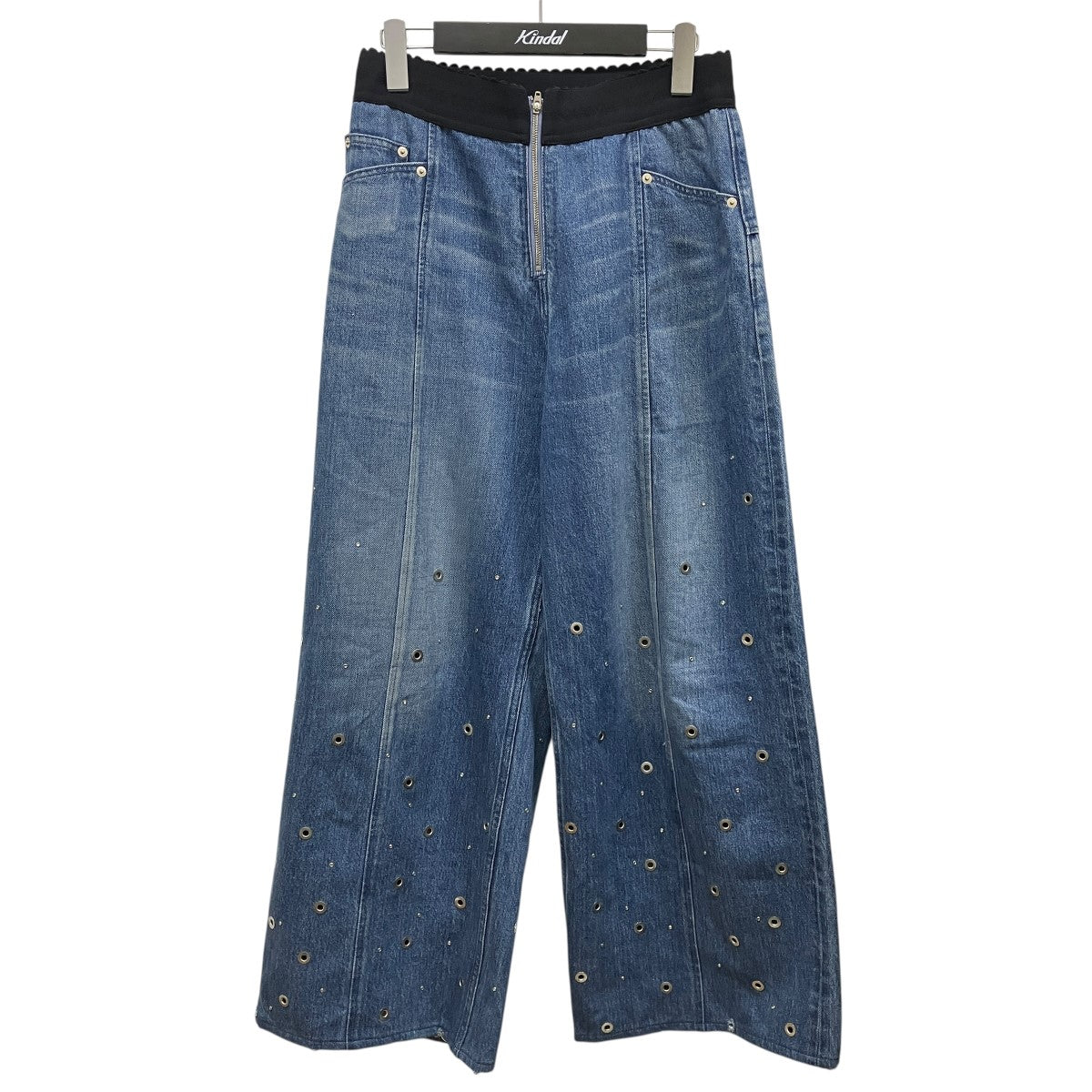 ORGANIC COTTON DENIM WIDE-LEG JEANS WITH STUDSスタッズデニムスカートFTC252-0608