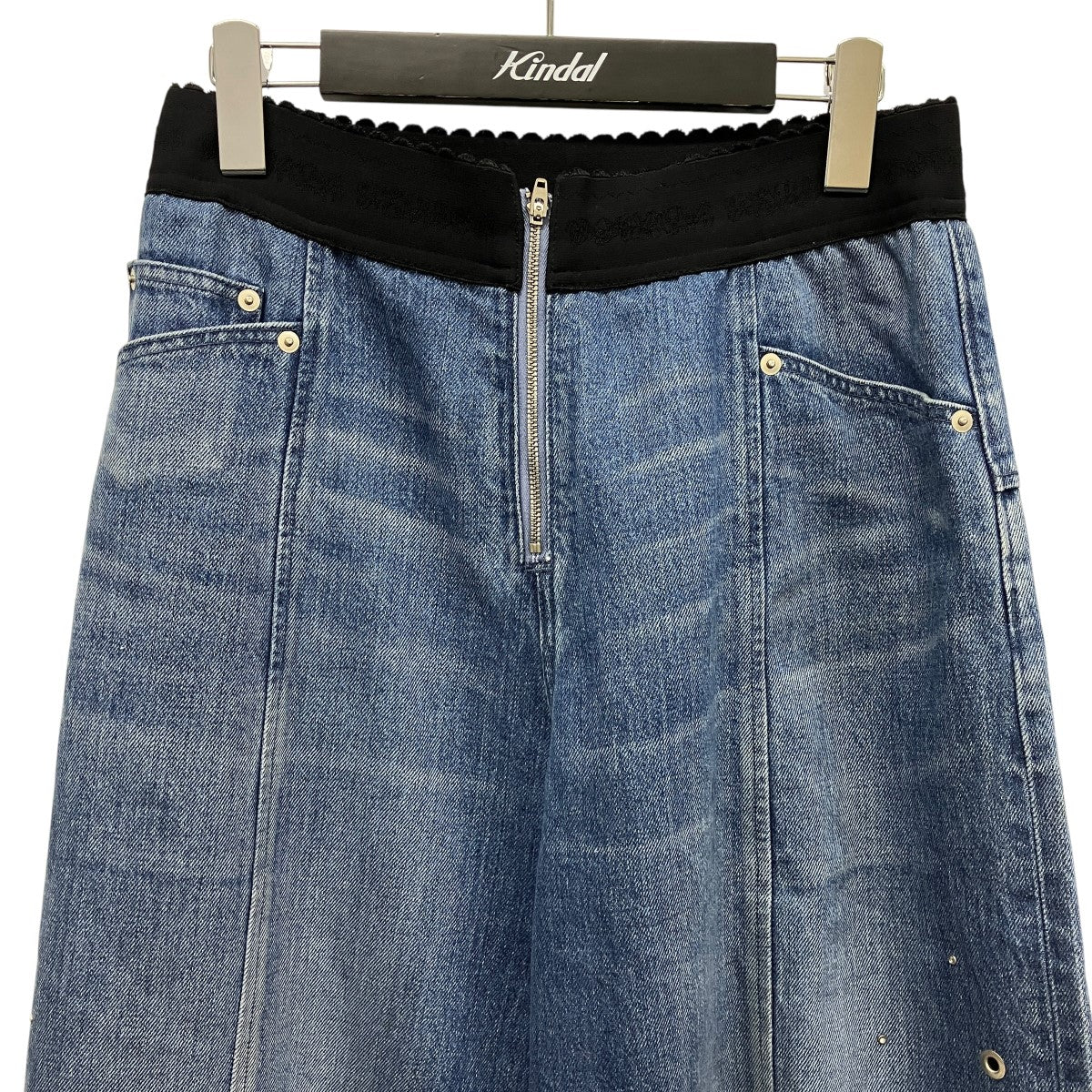 ORGANIC COTTON DENIM WIDE-LEG JEANS WITH STUDSスタッズデニムスカートFTC252-0608