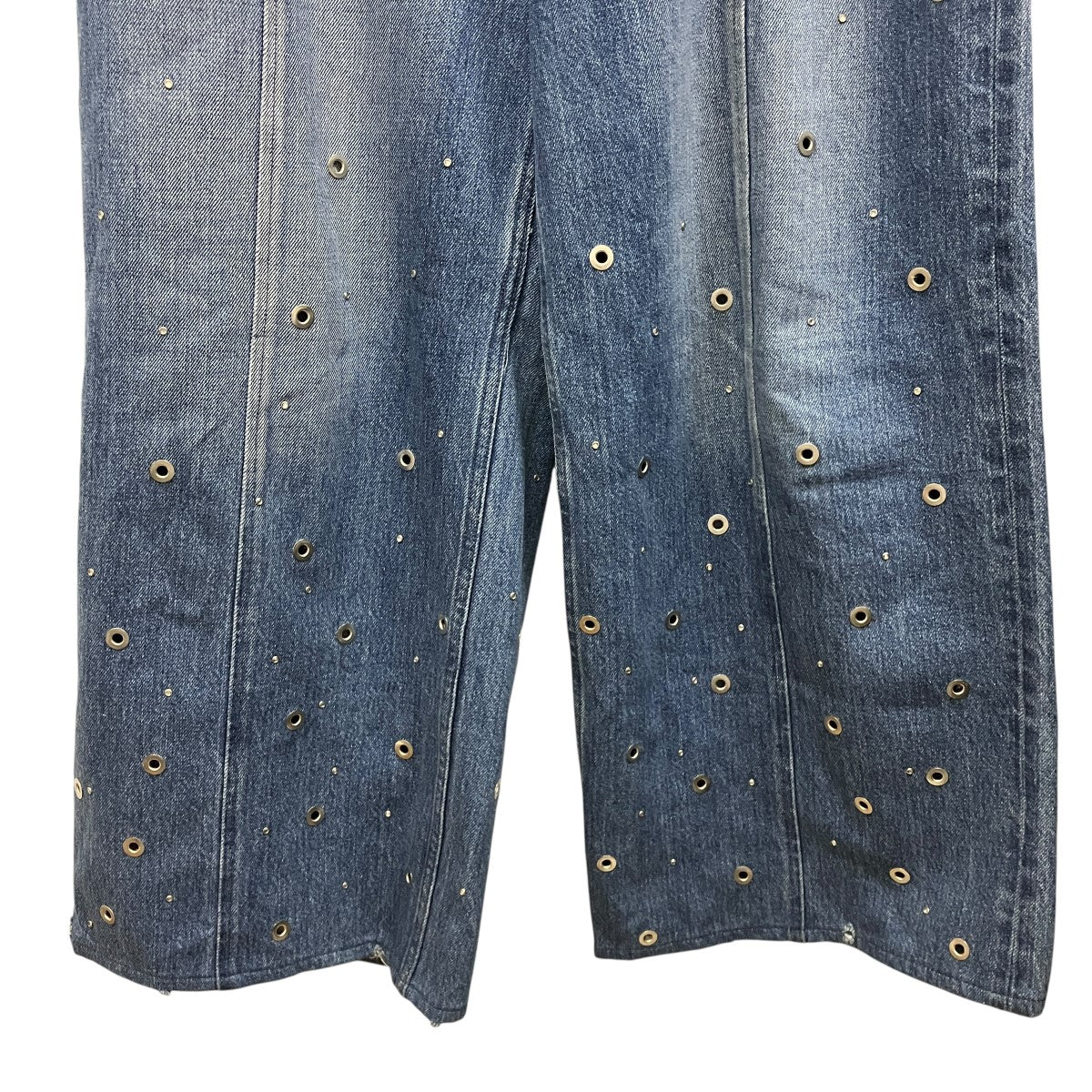 ORGANIC COTTON DENIM WIDE-LEG JEANS WITH STUDSスタッズデニムスカートFTC252-0608