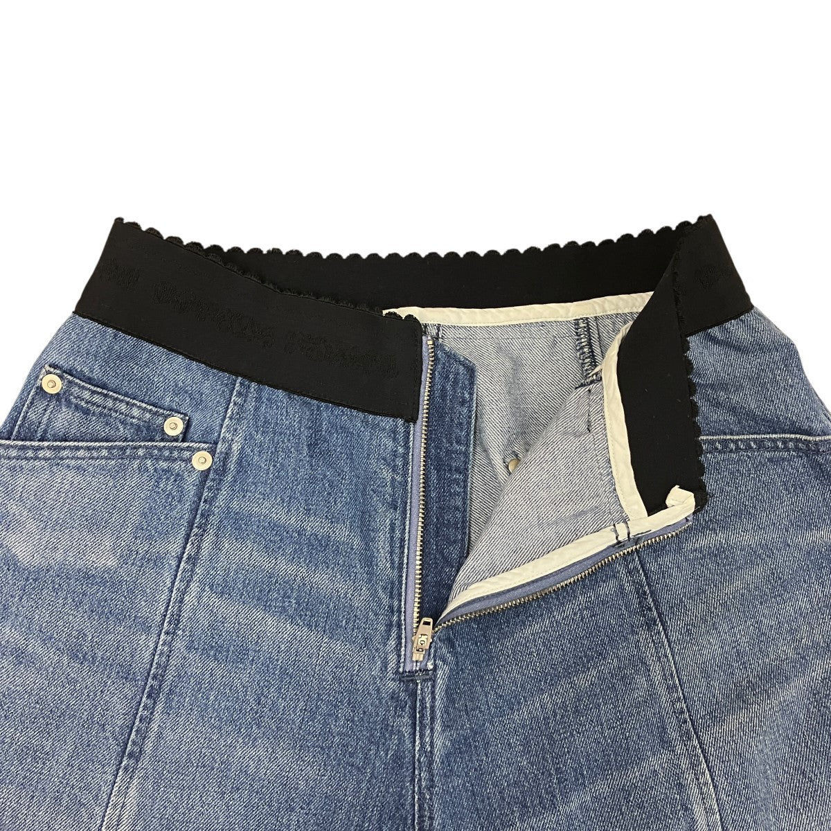 ORGANIC COTTON DENIM WIDE-LEG JEANS WITH STUDSスタッズデニムスカートFTC252-0608