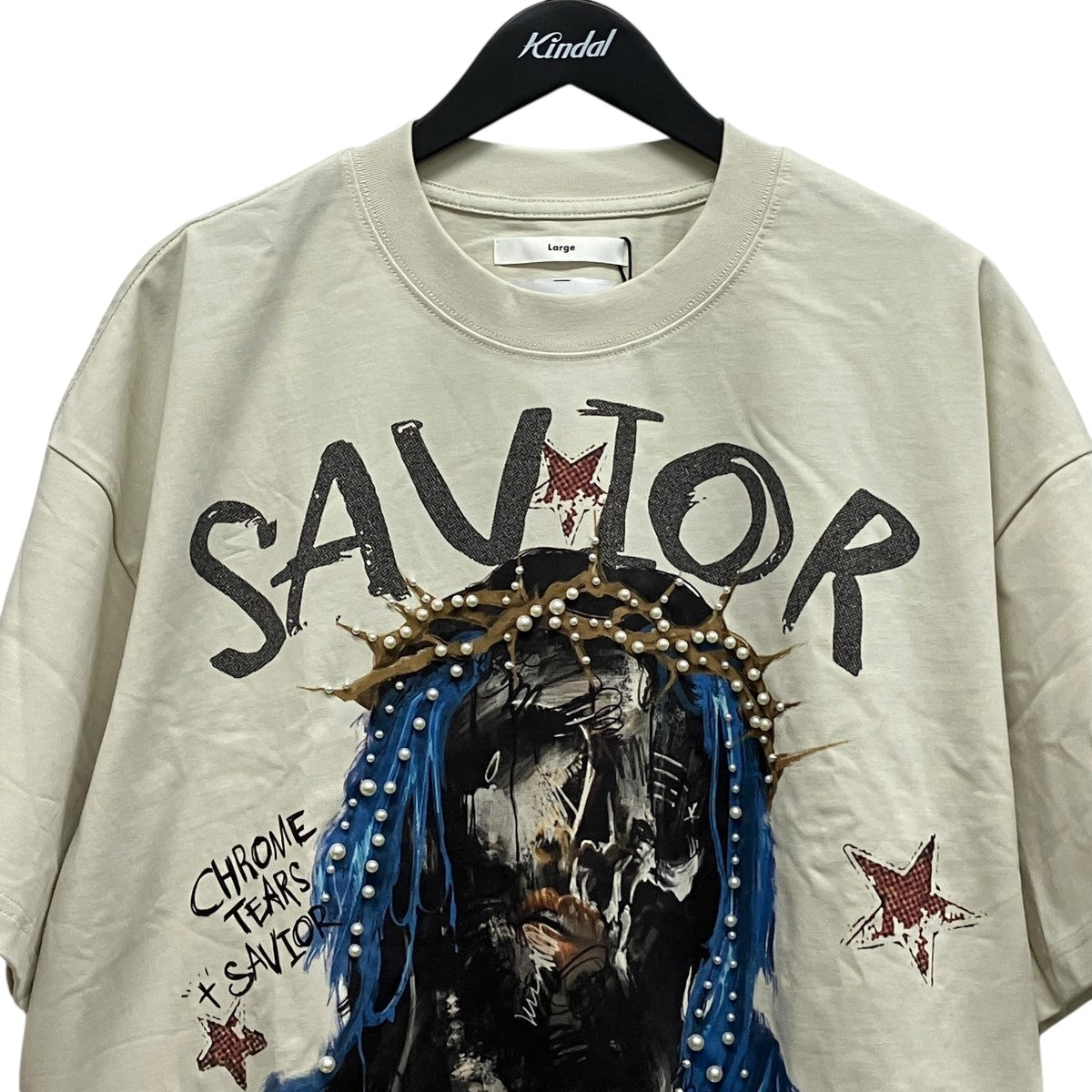 25SSREDEMPTION NIGHT 3D PEARL TEESビジュープリントオーバーサイズTシャツ