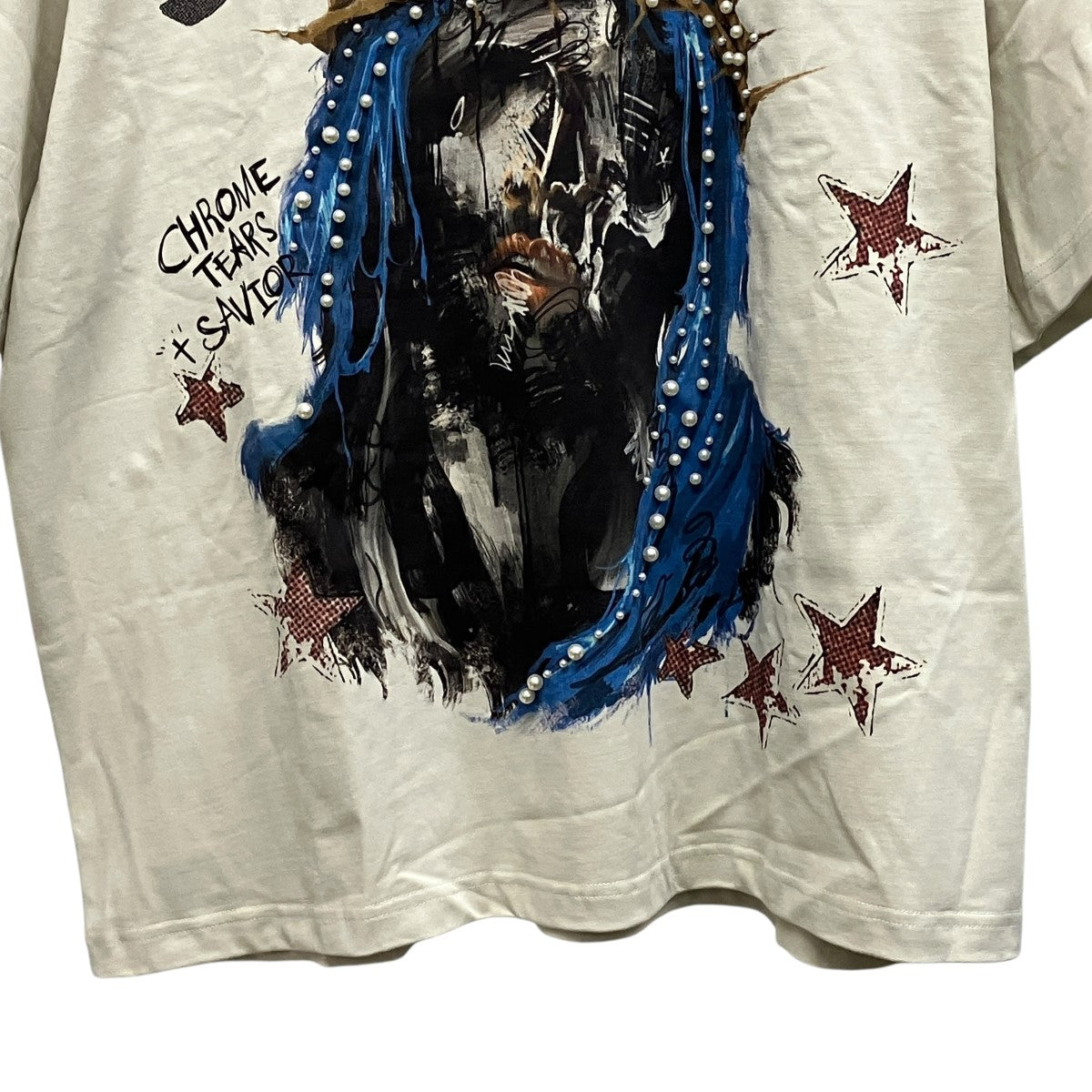 25SSREDEMPTION NIGHT 3D PEARL TEESビジュープリントオーバーサイズTシャツ
