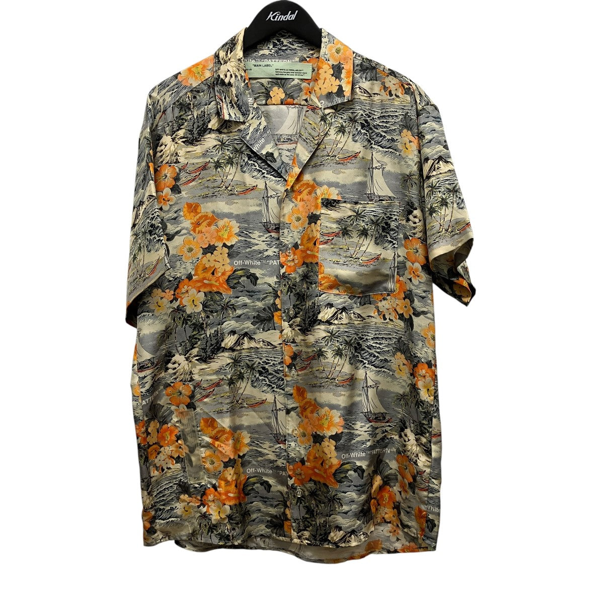 18SSOversized Silk Aloha Hawaiian Shirt総柄シルクアロハハワイアンシャツOMGA049S18871008