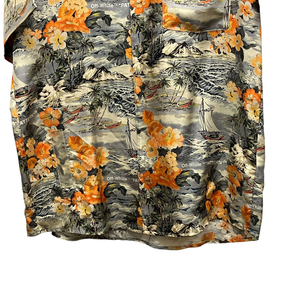 18SSOversized Silk Aloha Hawaiian Shirt総柄シルクアロハハワイアンシャツOMGA049S18871008