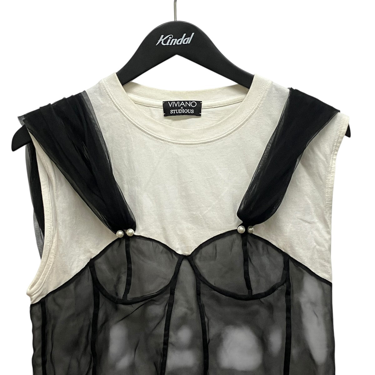 別注Tulle Corsert T-shirtチュールドッキングノースリーブTシャツVS-TBSS24-01