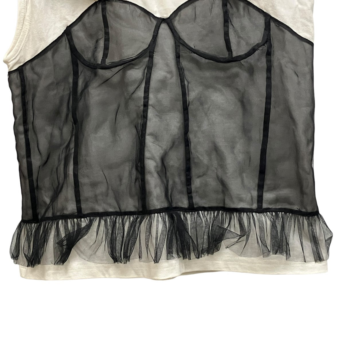 別注Tulle Corsert T-shirtチュールドッキングノースリーブTシャツVS-TBSS24-01