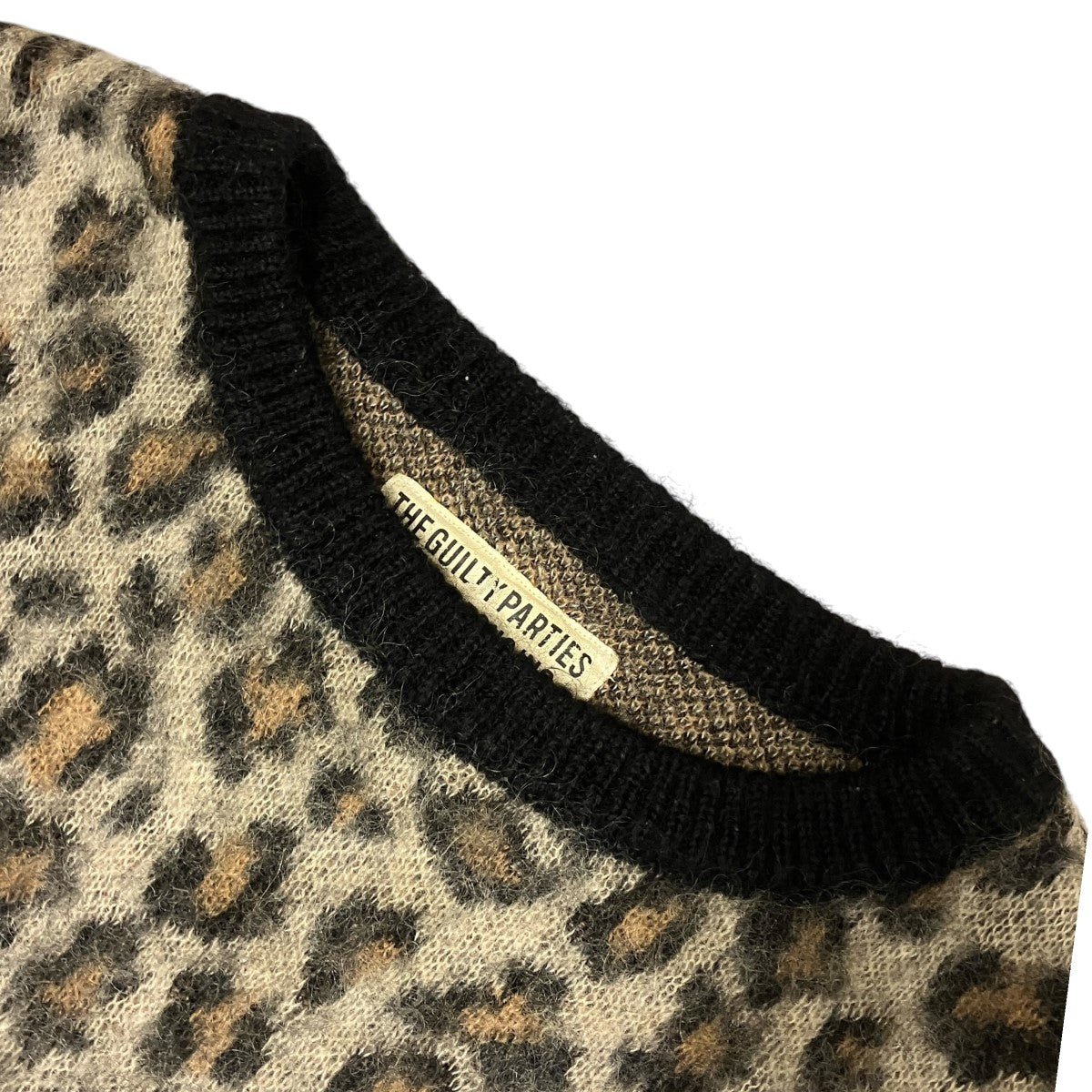 WACKO MARIA Leopard Mohair Knit Jacquard Sweaterモヘア混レオパード柄ニット 古着・中古-5枚目のアイテム画像