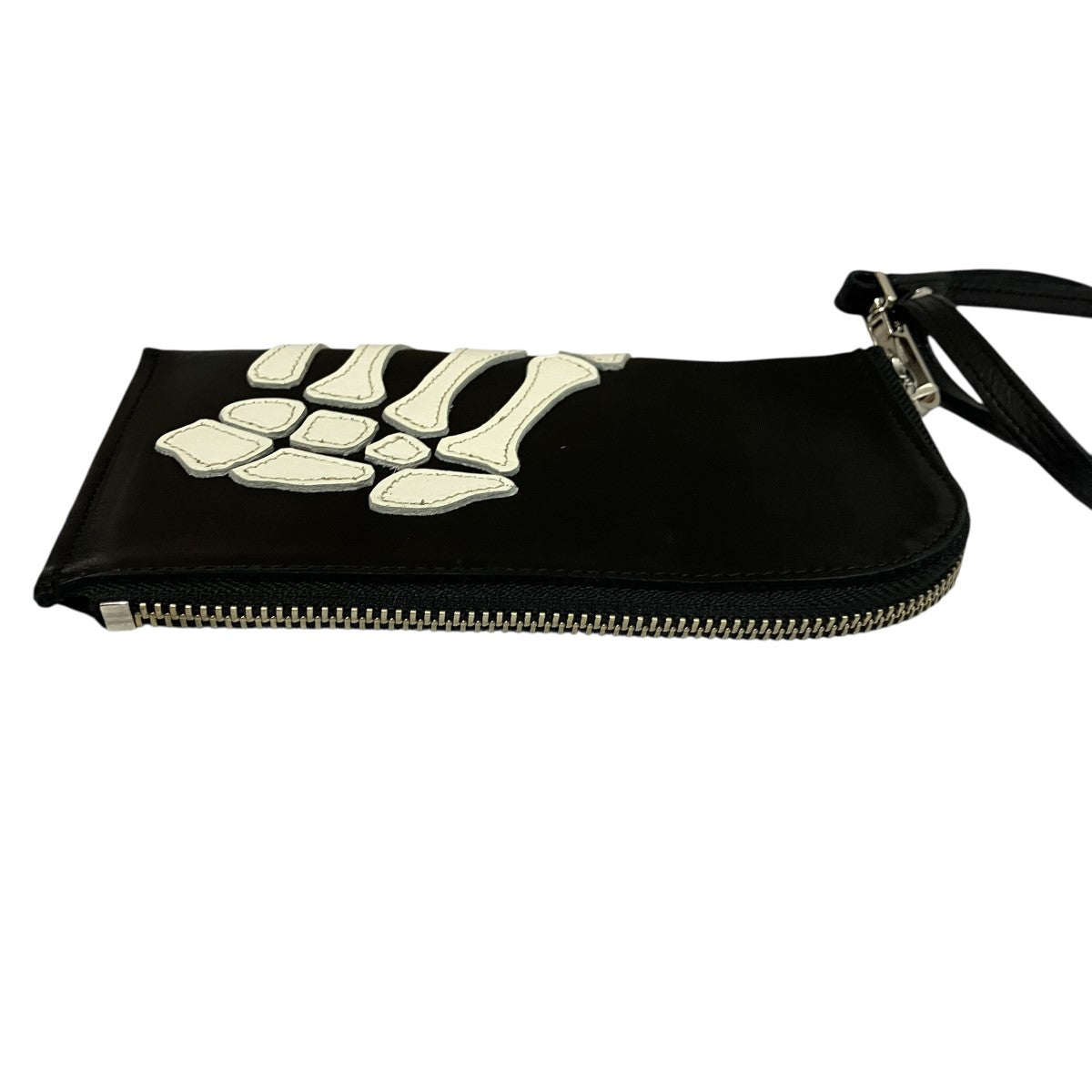 Leather Thumbs Up Bone Hand Zip Neck walletレザーボーンジップネックウォレット
