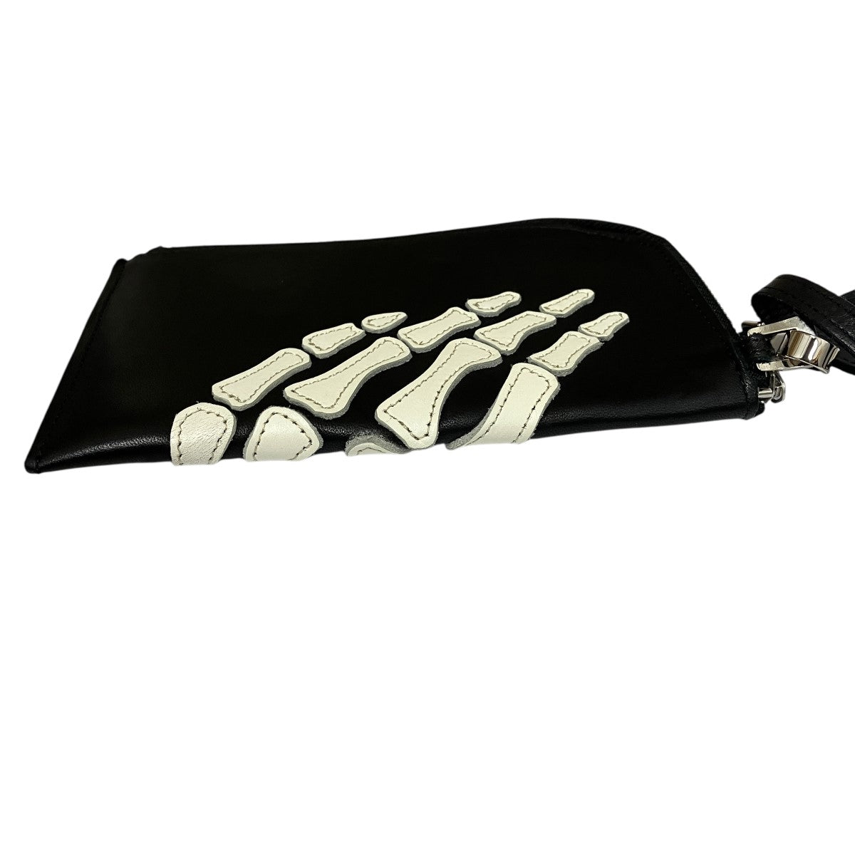 Leather Thumbs Up Bone Hand Zip Neck walletレザーボーンジップネックウォレット