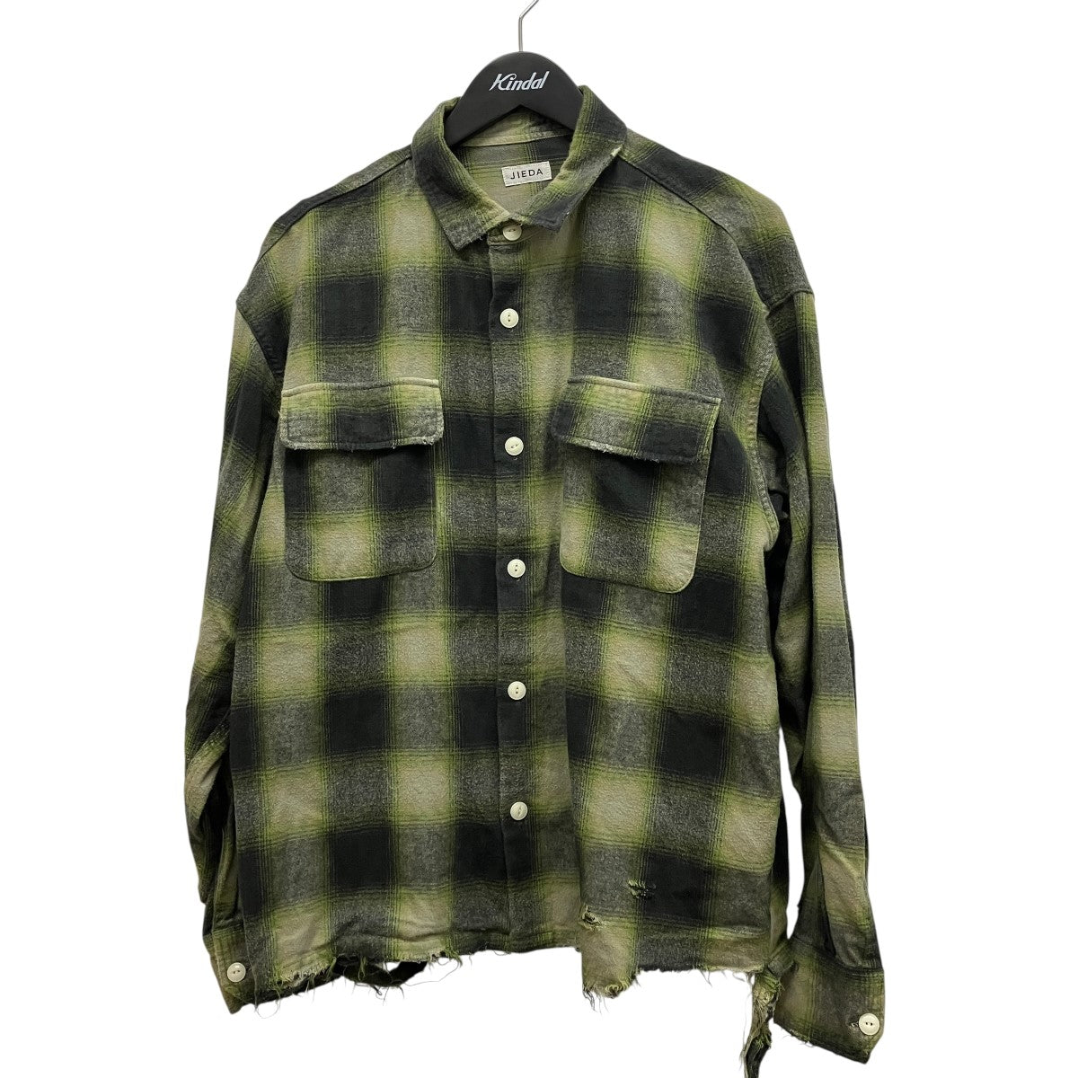 25AWNEL DAMAGE CHECK SHIRTダメージ加工チェックコットンシャツJie-25W-SH02