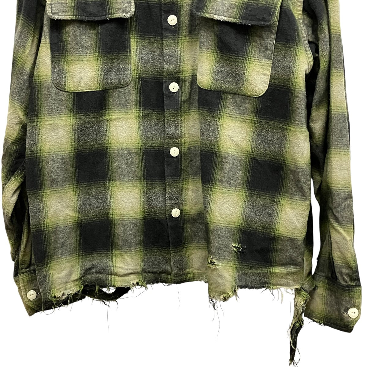 25AWNEL DAMAGE CHECK SHIRTダメージ加工チェックコットンシャツJie-25W-SH02