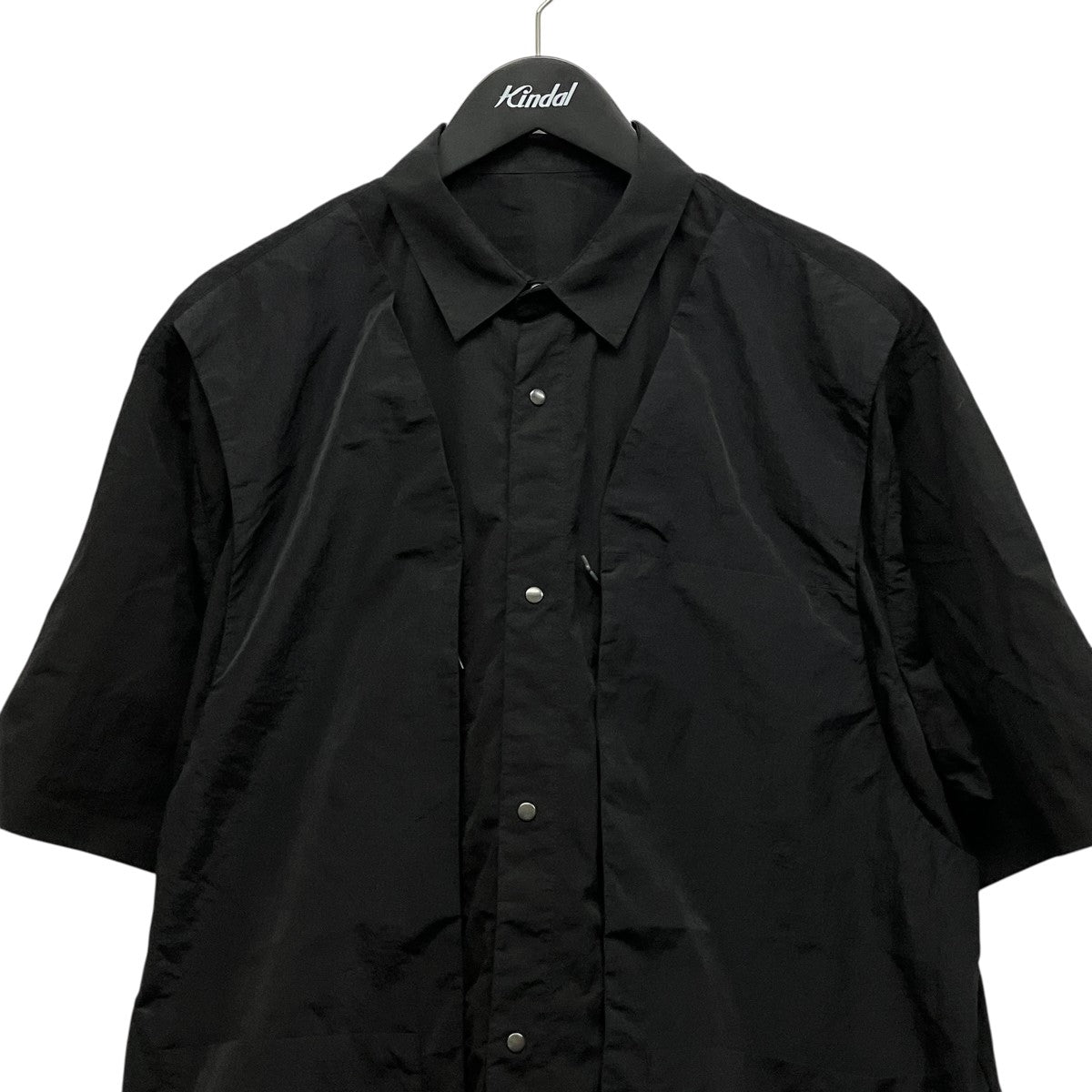 STUDIOUS別注 BLK SHORT SLEEVE SHIRTSナイロン半袖シャツBK2471104