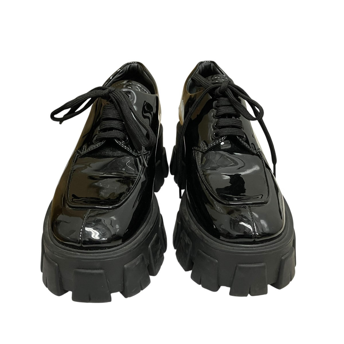 PRADA(プラダ) モノリスエナメル厚底シューズ708 708 ブラック サイズ