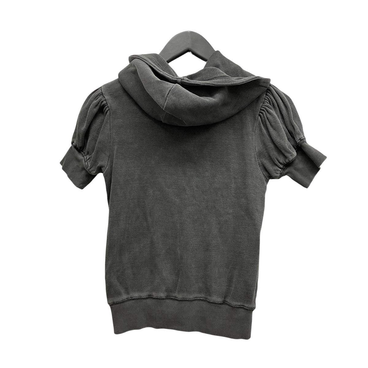 Washed Rose Hoodie Zip-Upジップアップコサージュ半袖パーカー
