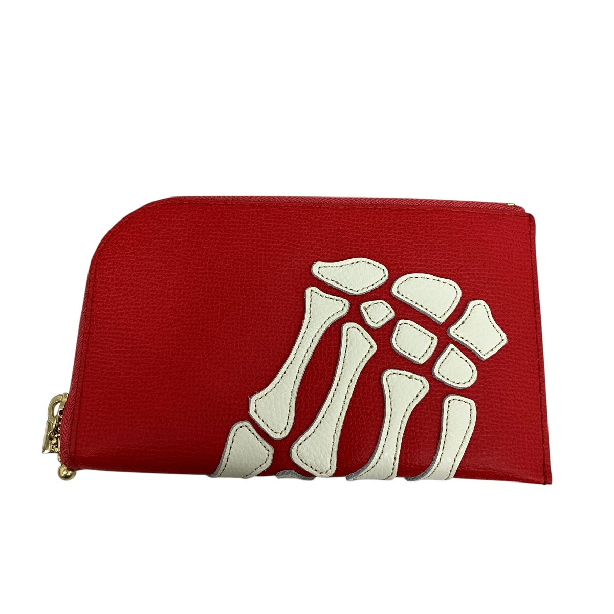 Leather Thumbs Up Bone Hand Zip Neck walletレザーボーンジップウォレット