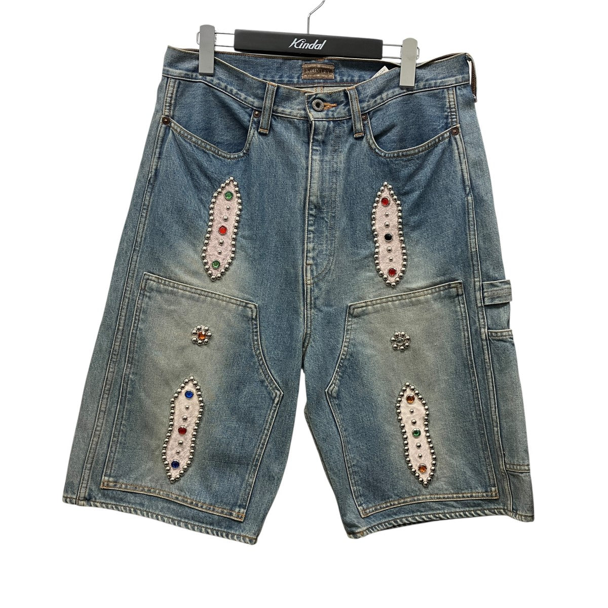 24SS14oz DENIM SHORTS STUDS REMAKEスタッズリメイクデニムハーフパンツEK-1626SP