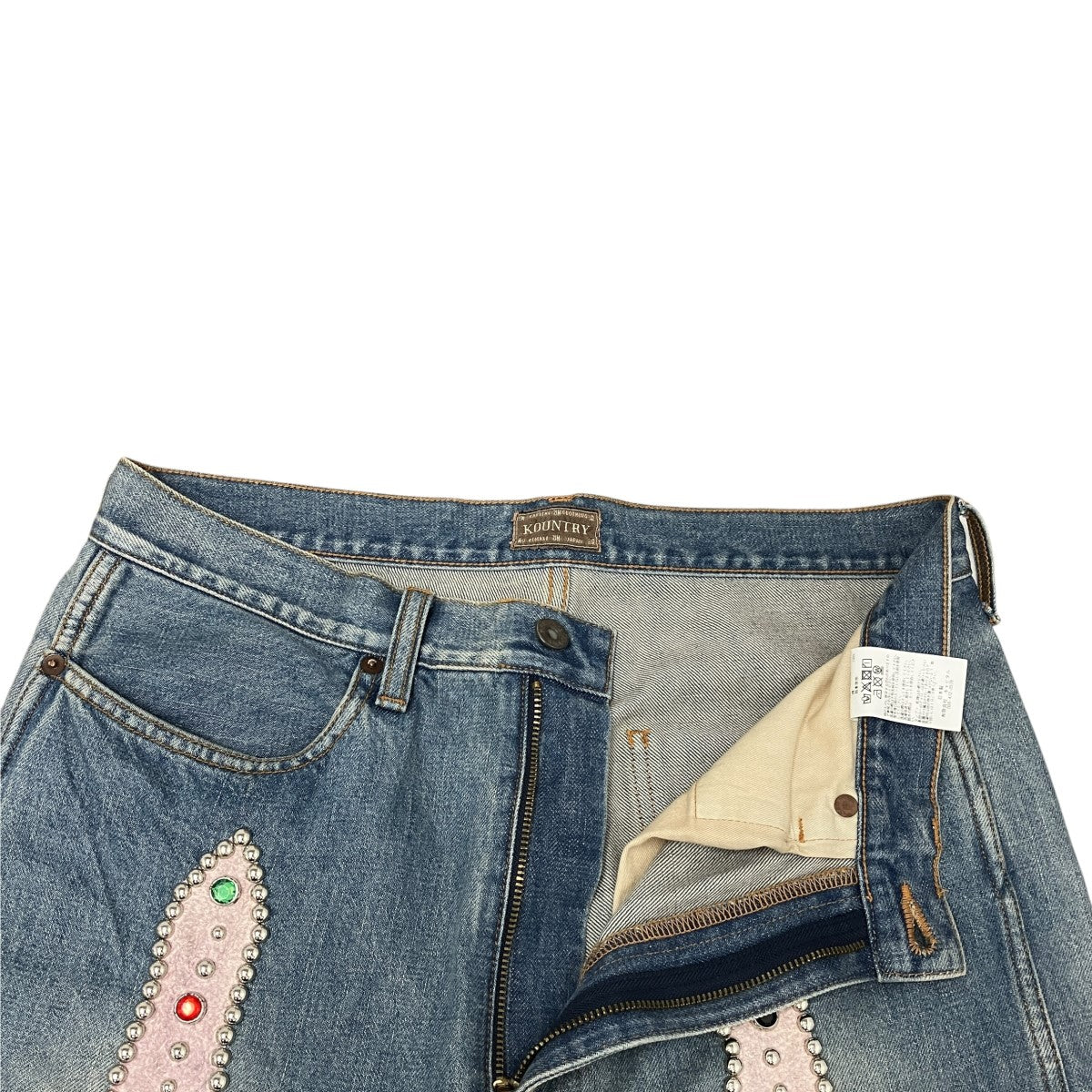 24SS14oz DENIM SHORTS STUDS REMAKEスタッズリメイクデニムハーフパンツEK-1626SP
