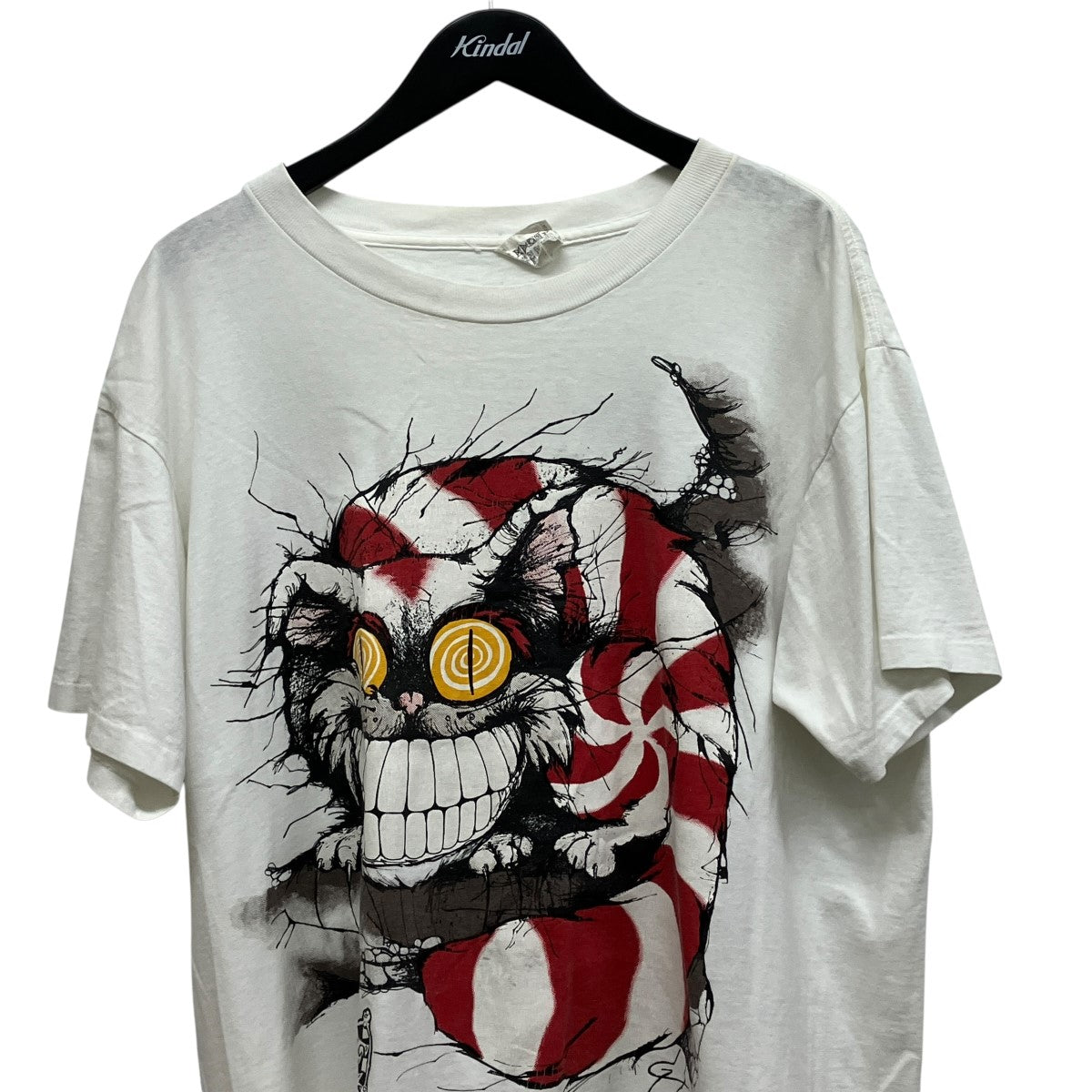 90s 不思議の国のアリス チェシャ猫プリントTシャツ