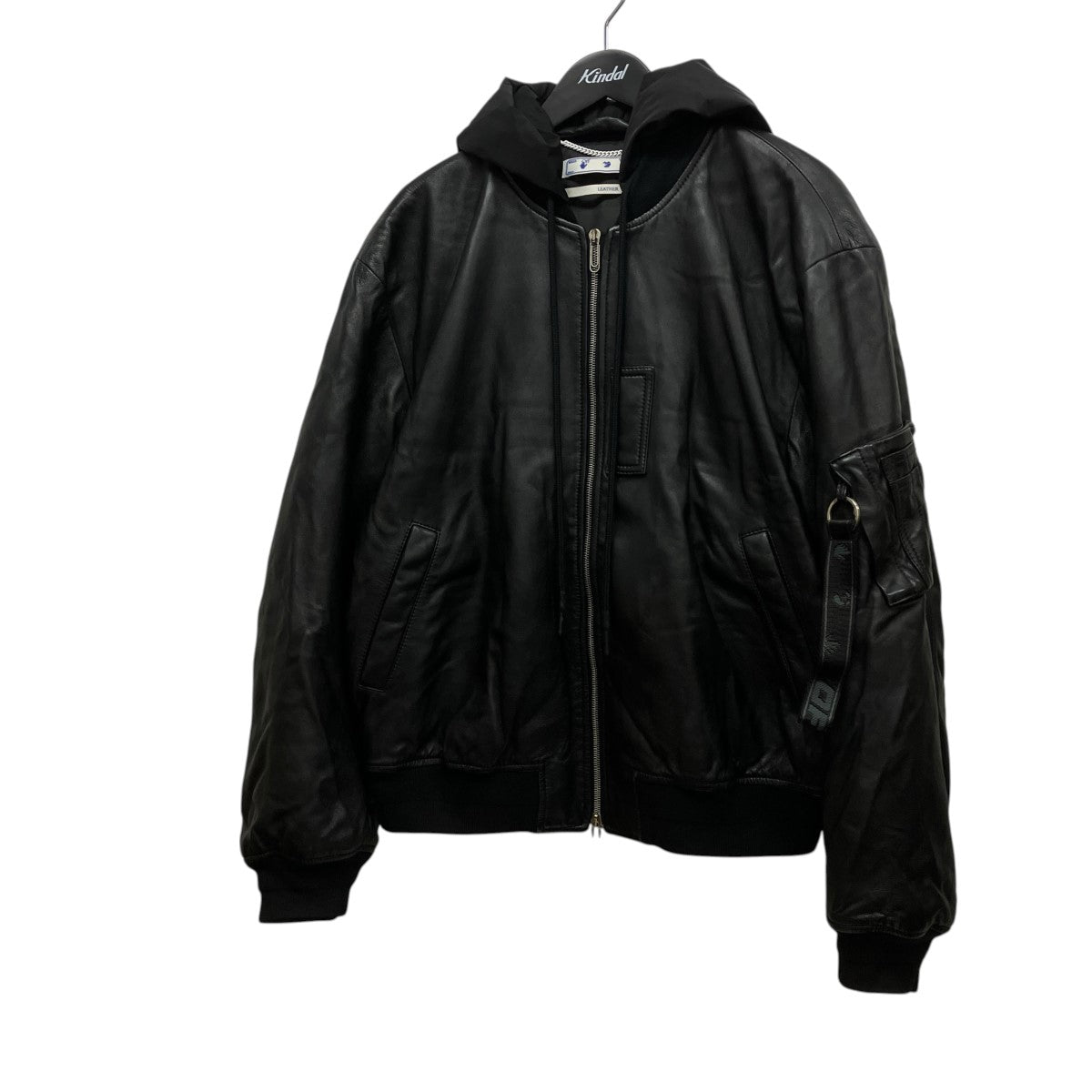 OFFWHITE レザーフーデットフライトボンバージャケットOMJA080F21LEA001 古着・中古-1枚目のアイテム画像
