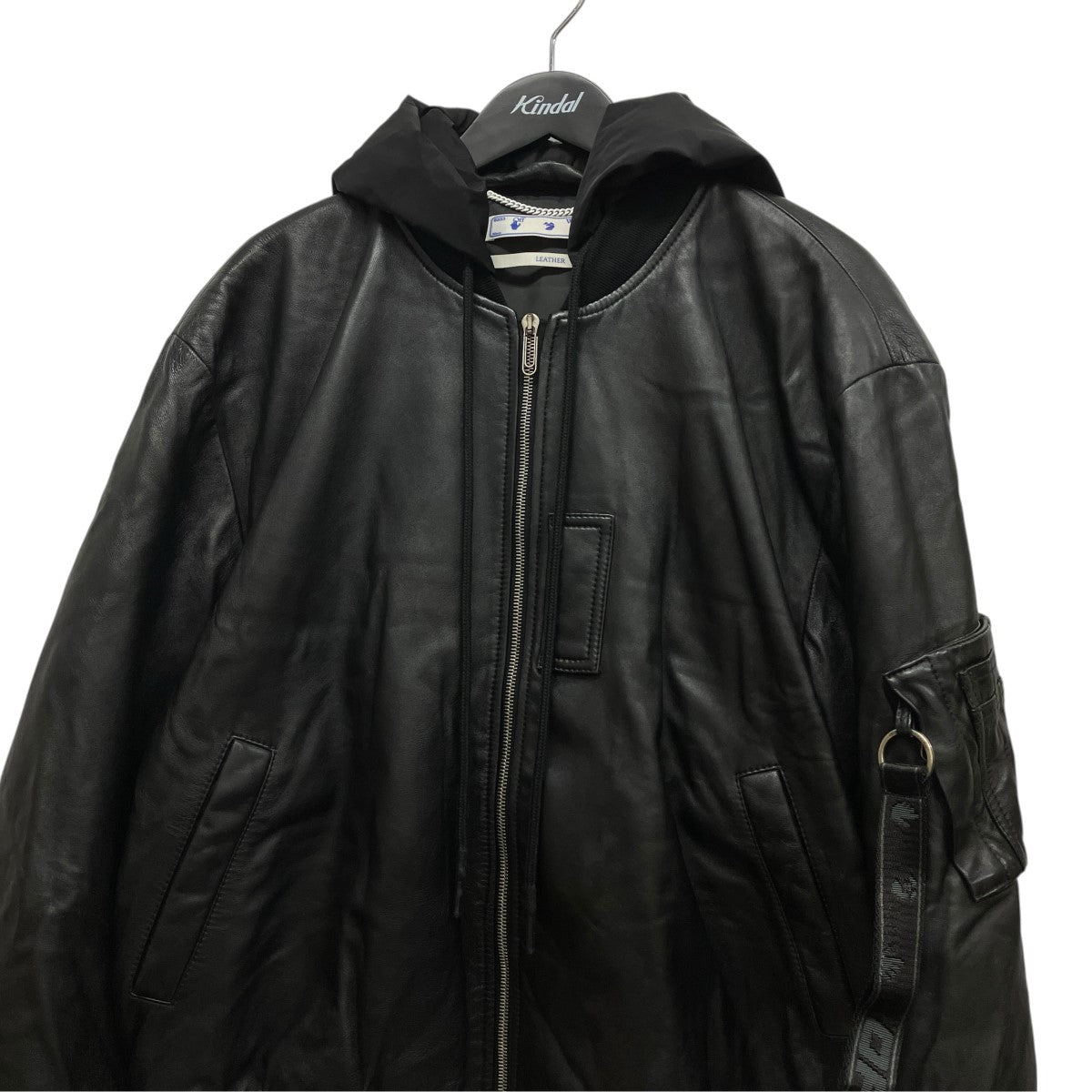 OFFWHITE レザーフーデットフライトボンバージャケットOMJA080F21LEA001 古着・中古-3枚目のアイテム画像