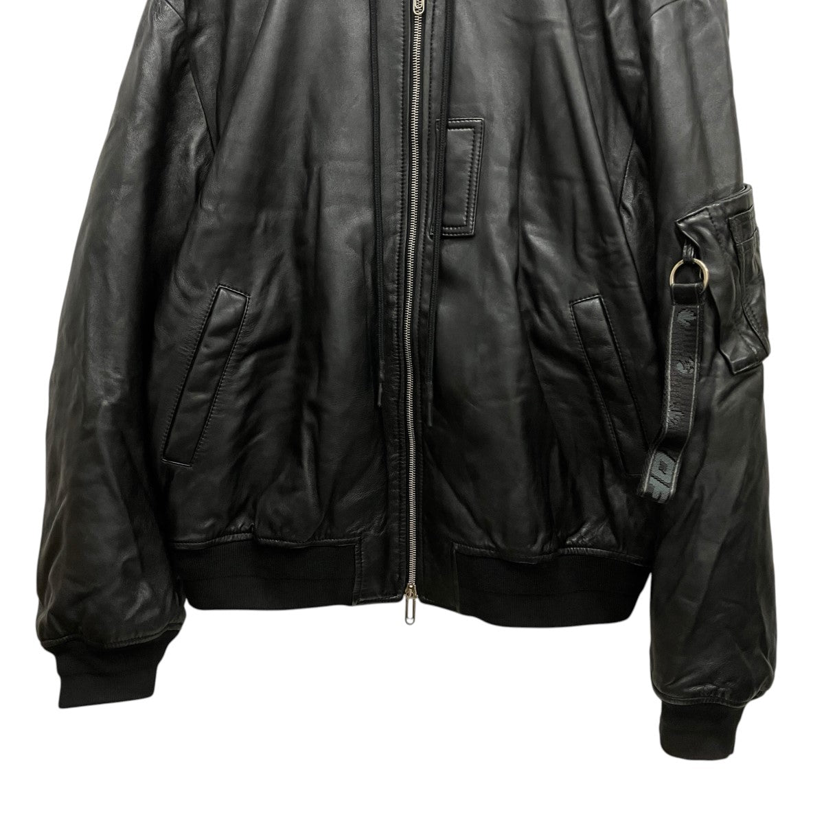 OFFWHITE レザーフーデットフライトボンバージャケットOMJA080F21LEA001 古着・中古-4枚目のアイテム画像